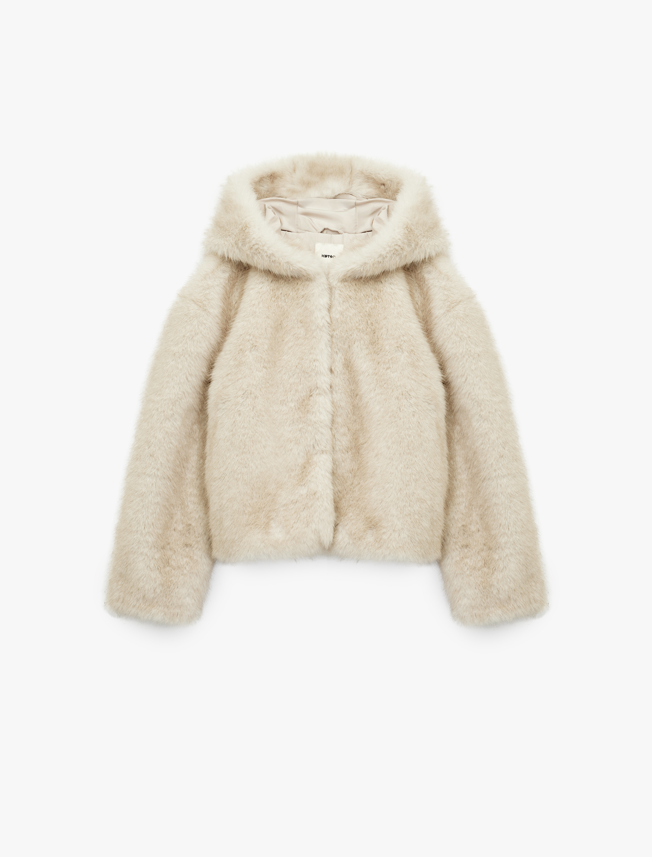   Koton X Sibil Çetinkaya - Suni Kürk Mont Uzun Kollu Kapüşonlu