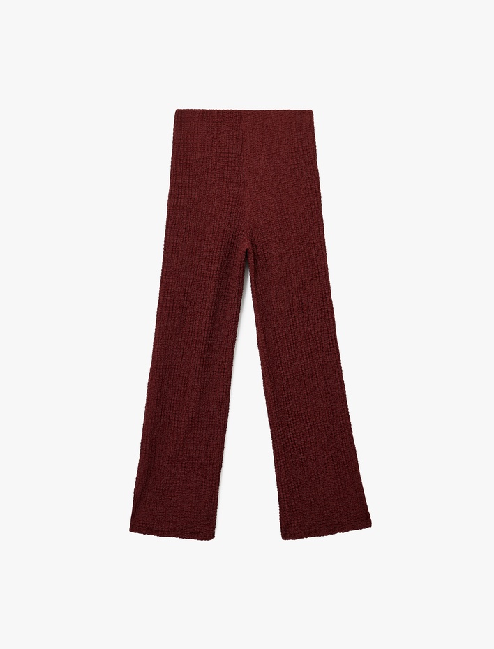  Bürümcük Kumaş Düz Bol Paça Pantolon