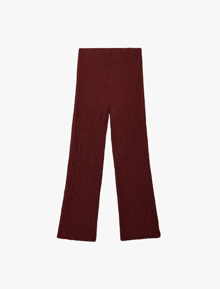  Bürümcük Kumaş Düz Bol Paça Pantolon