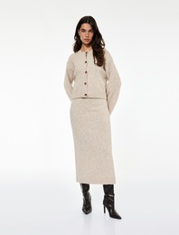 Koton X Sibil Çetinkaya - Yırtmaç Detaylı Yüksek Bel Midi Triko Etek