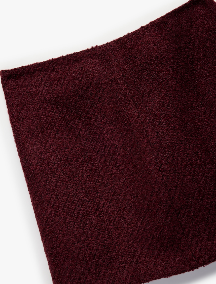 Bordo Kadın Koton X Sibil Çetinkaya - A Kesim Mini Tüvit Etek