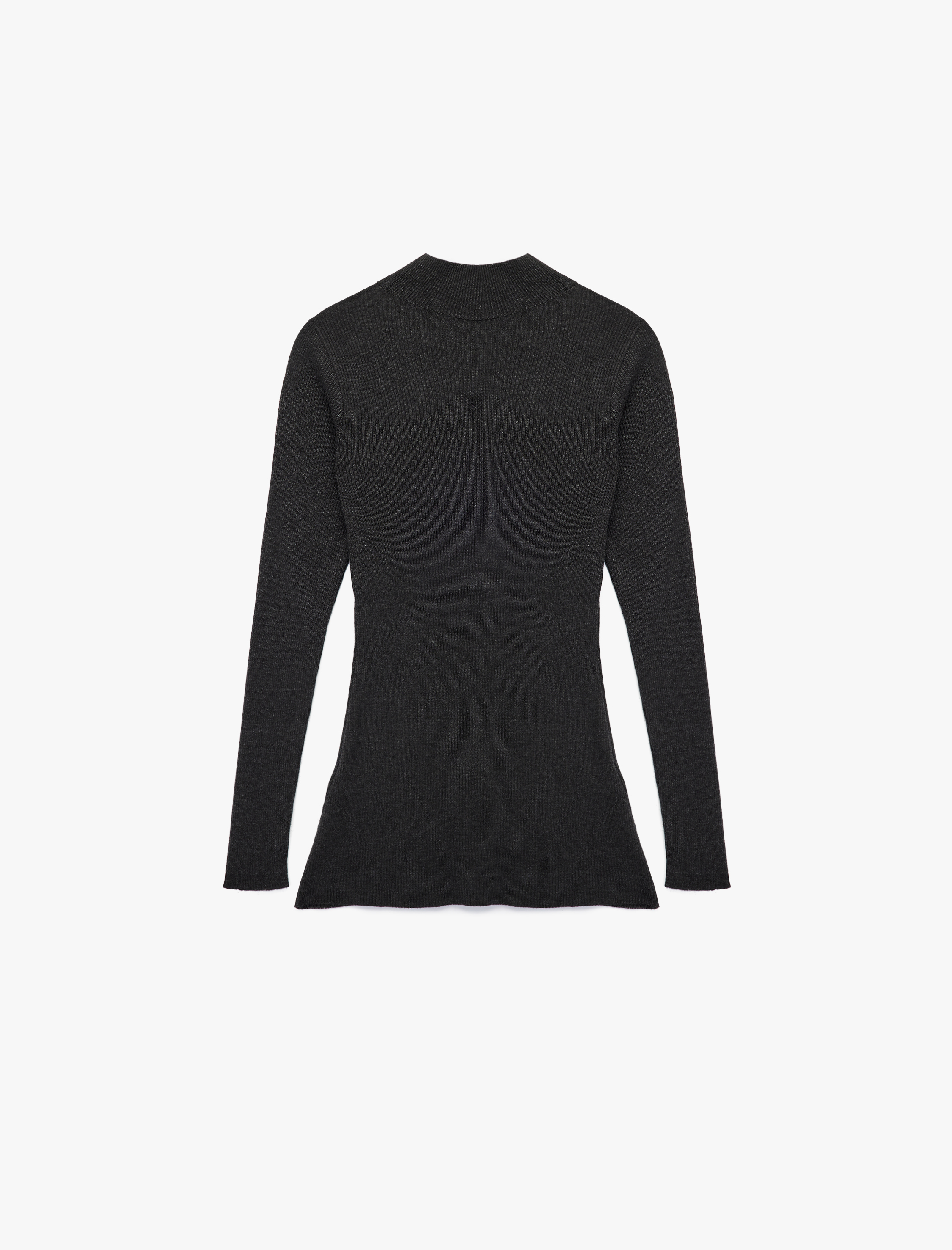   Peplum Kesim Uzun Kollu Dik Yaka Triko Kazak