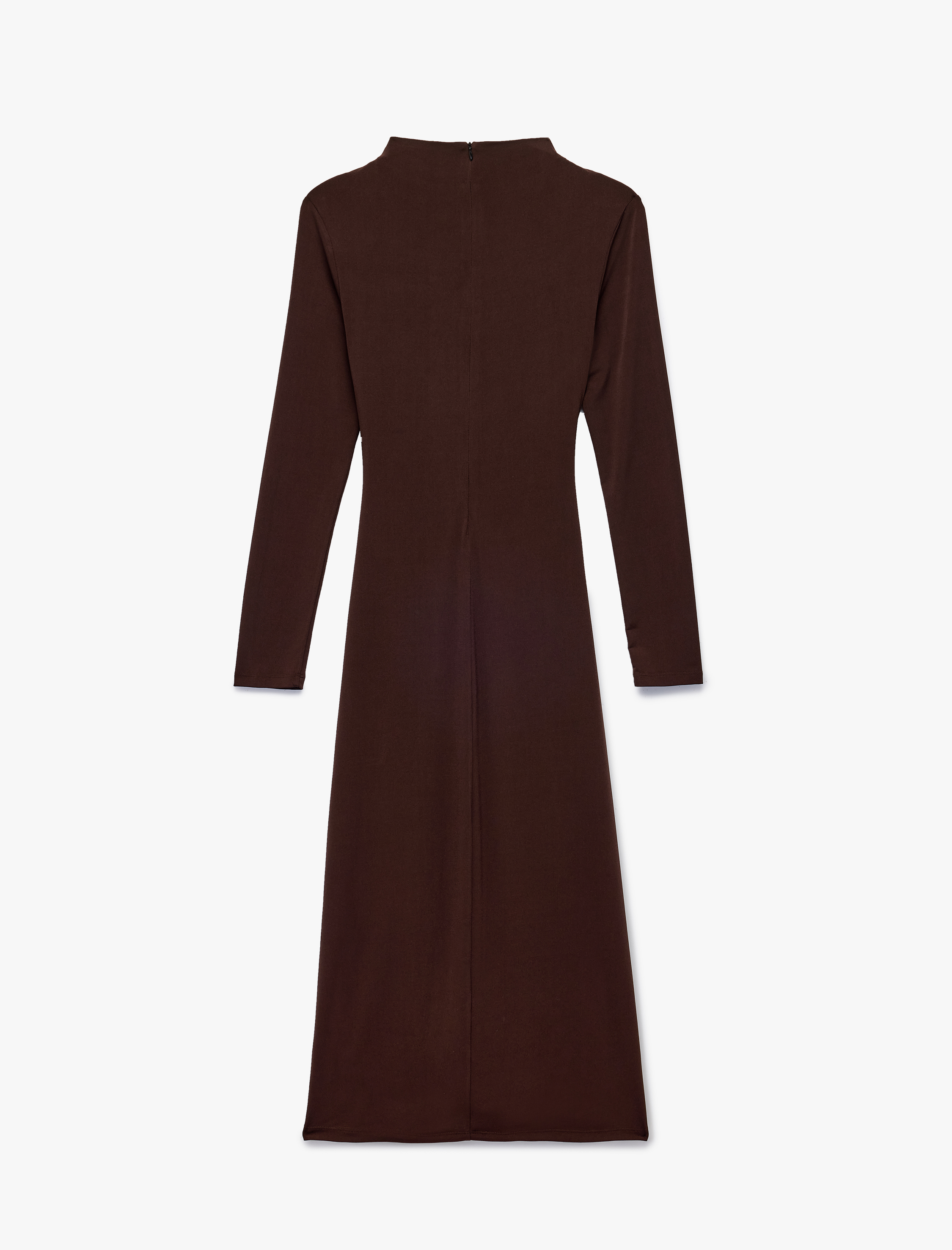   Koton X Sibil Çetinkaya - Uzun Kollu Dik Yaka Metal Aksesuarlı Slim Fit Maxi Elbise