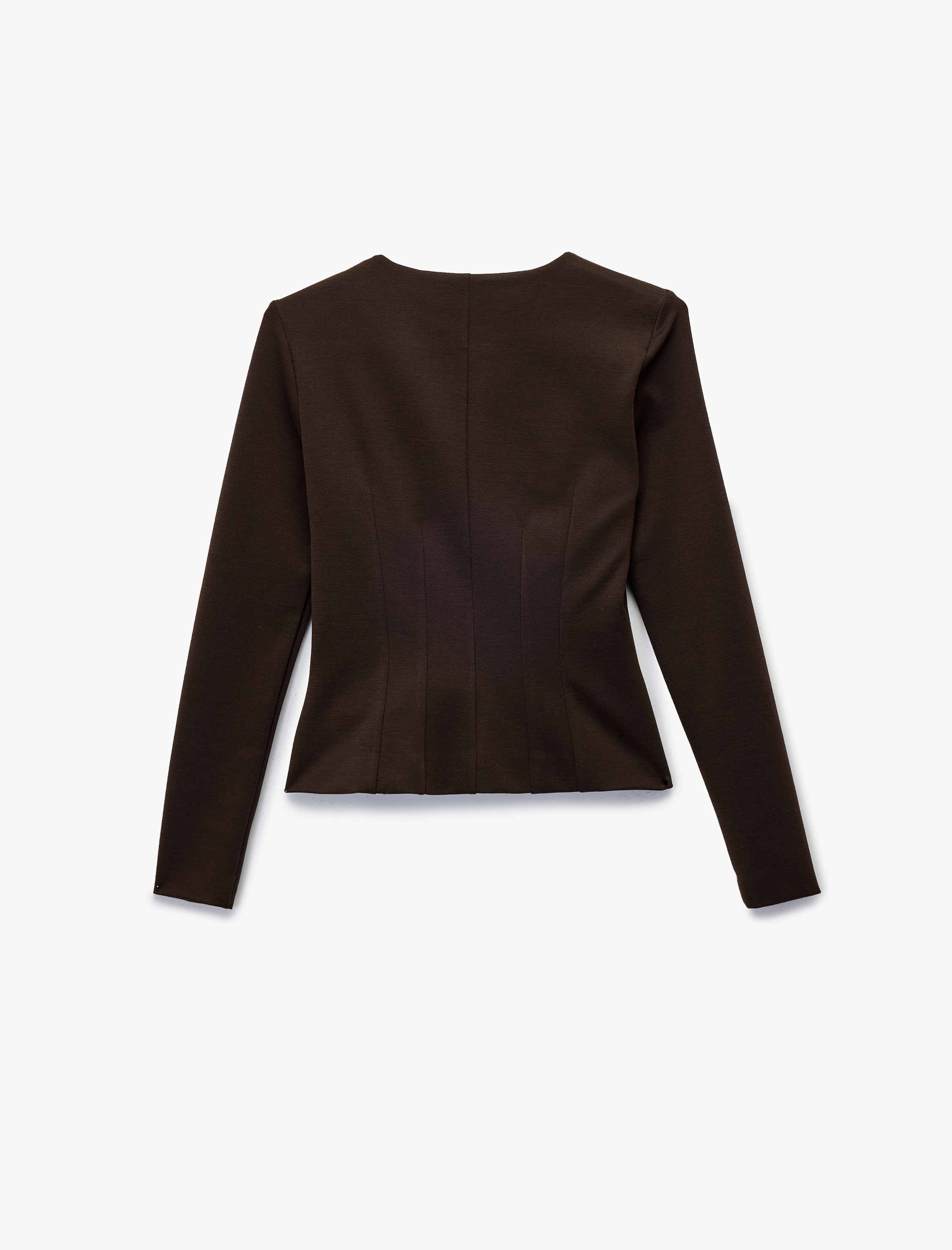   Koton X Sibil Çetinkaya - Slim Fit Uzun Kollu V Yaka Düğmeli Peplum Bluz