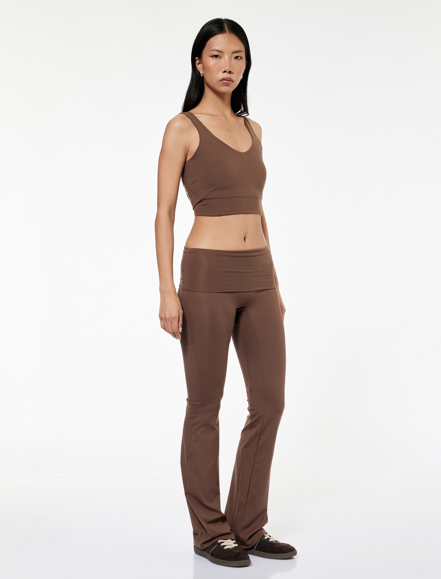   Koton X Sibil Çetinkaya - Yüksek Bel Slim Fit İspanyol Paça Spor Tayt