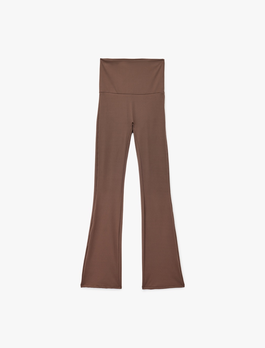   Koton X Sibil Çetinkaya - Yüksek Bel Slim Fit İspanyol Paça Spor Tayt