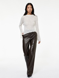 Koton X Sibil Çetinkaya - Uzun Kollu Bisiklet Yaka Bağlama Detaylı Dantelli Bluz