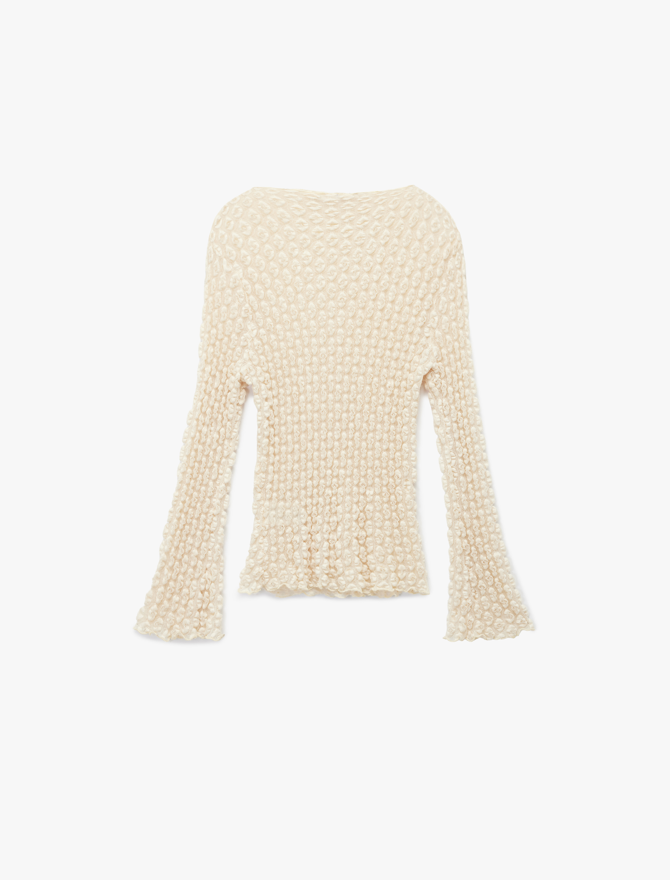   Koton X Sibil Çetinkaya - Slim Fit Yarı Transparan Yumuşak Dokulu Dik Yaka Uzun Kollu Dantel Bluz