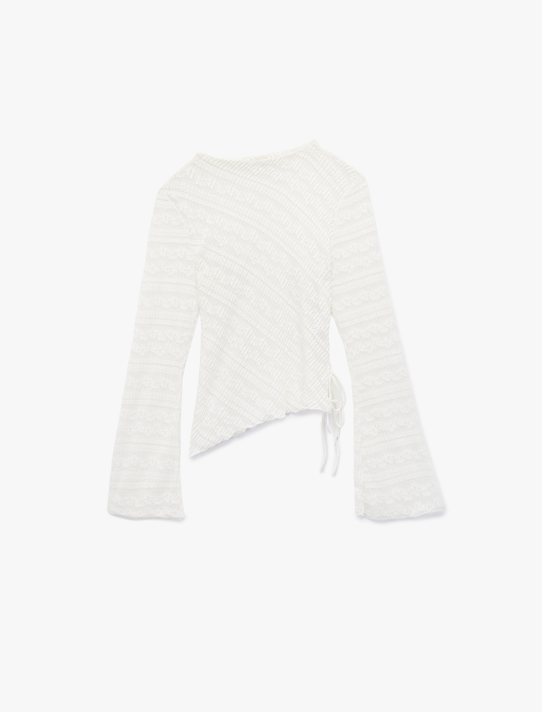   Koton X Sibil Çetinkaya - Uzun Kollu Bisiklet Yaka Bağlama Detaylı Dantelli Bluz