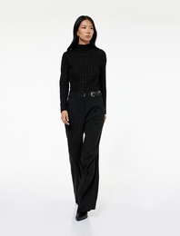 Koton X Sibil Çetinkaya - Straight Fit Yarım Kemer Detaylı Cepli Kumaş Pantolon