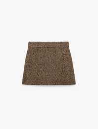 Koton X Melis Ağazat - A Kesim Slim Fit Cepli Mini Kışlık Etek