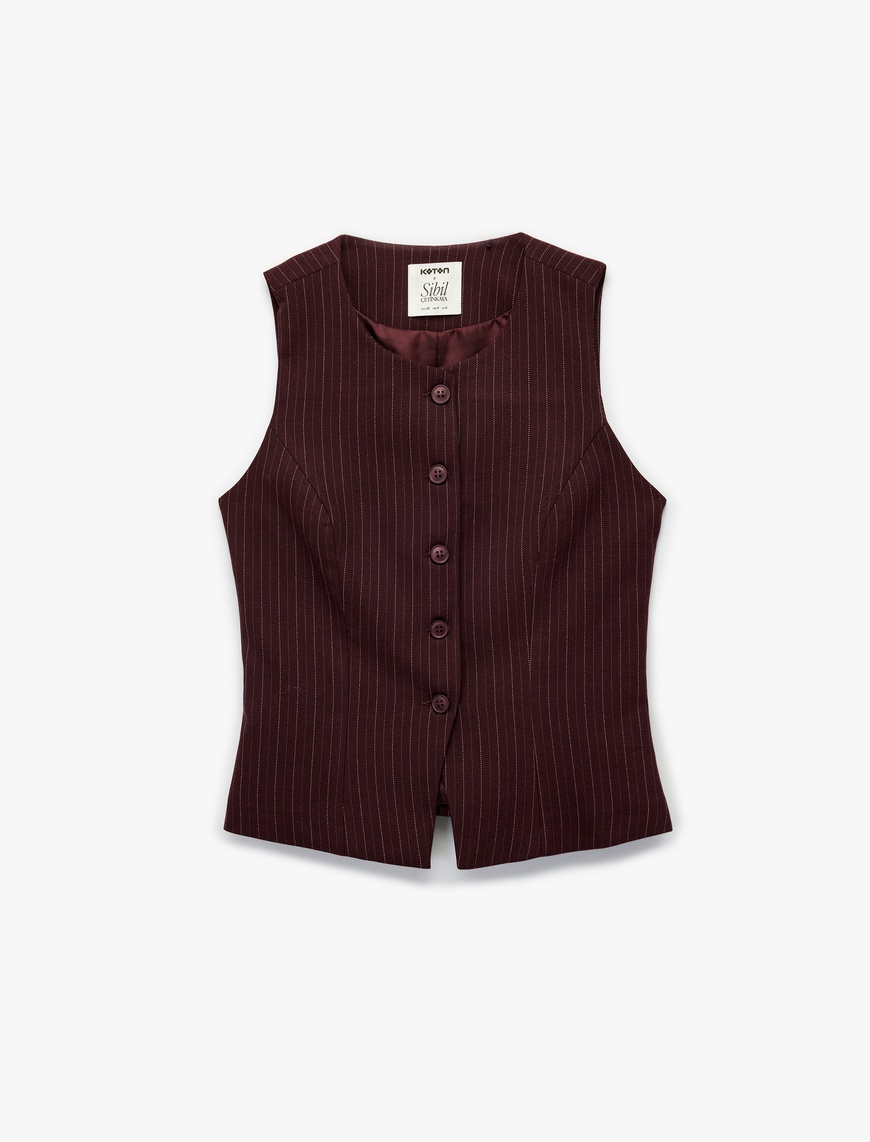   Koton X Sibil Çetinkaya - Düğmeli Bisiklet Yaka Blazer Yelek