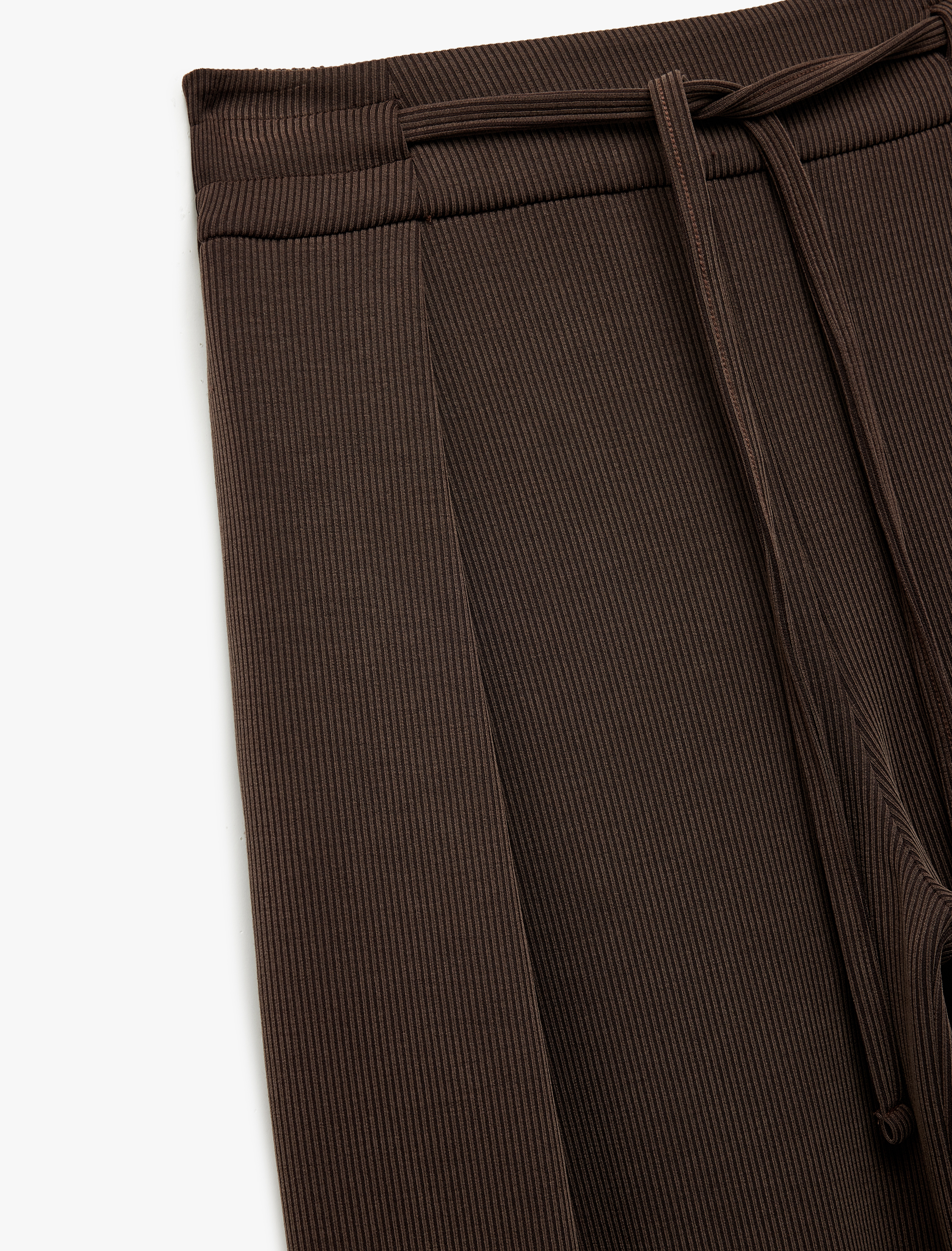 Koton X Sibil Çetinkaya - Düşük Bel Düz Geniş Paça Fitilli Pantolon