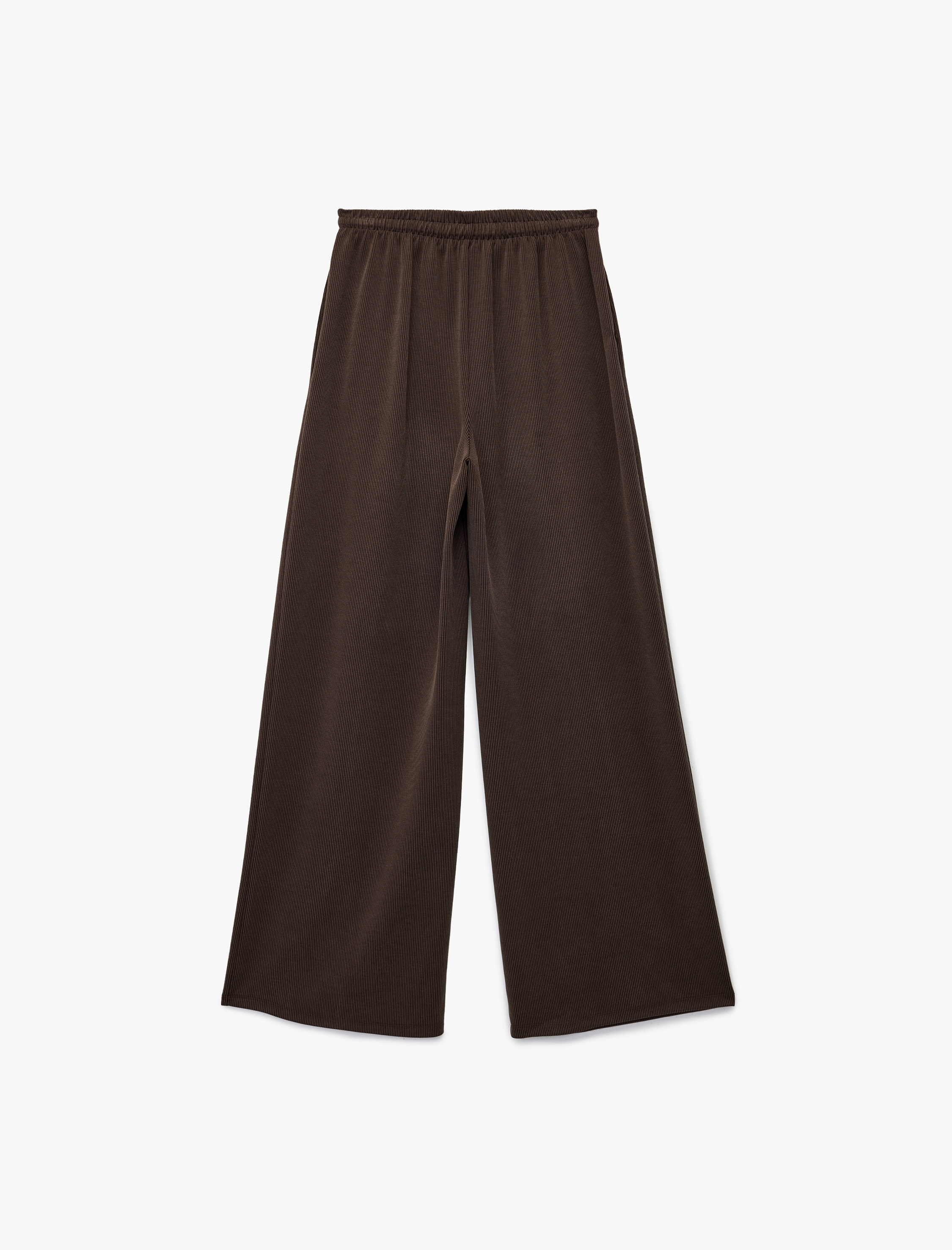 Koton X Sibil Çetinkaya - Düşük Bel Düz Geniş Paça Fitilli Pantolon