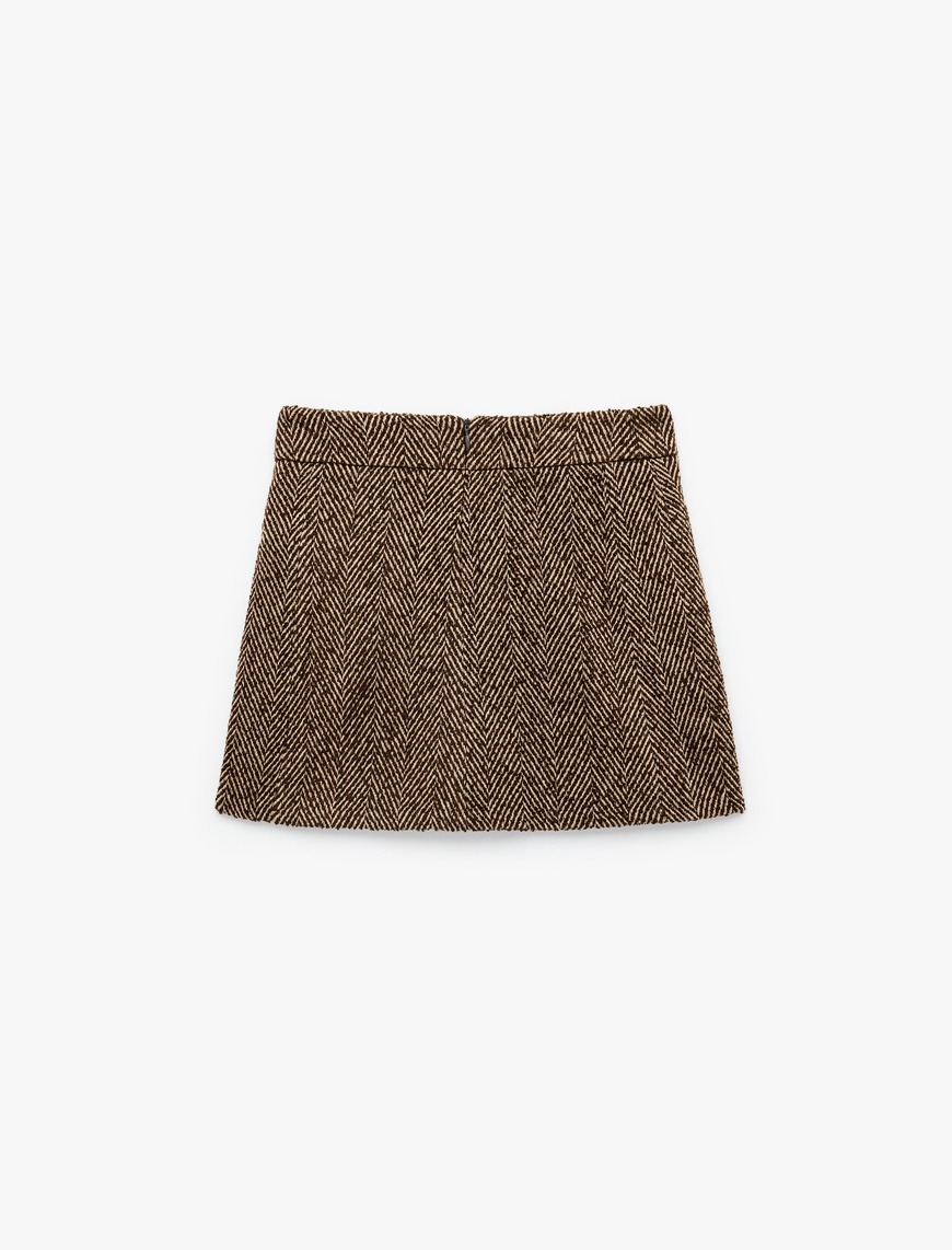   Koton X Melis Ağazat - A Kesim Slim Fit Cepli Mini Kışlık Etek