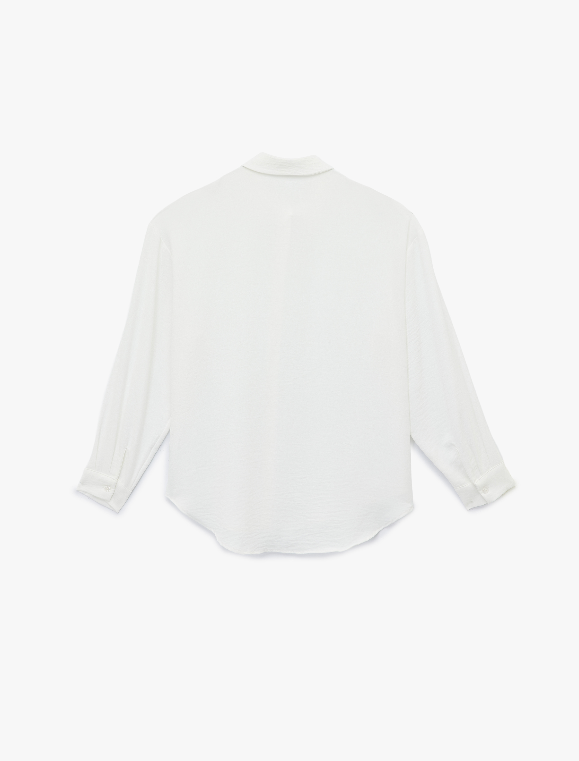   Aerobin Kumaş Düğmeli Klasik Yaka Uzun Kollu Oversize Gömlek