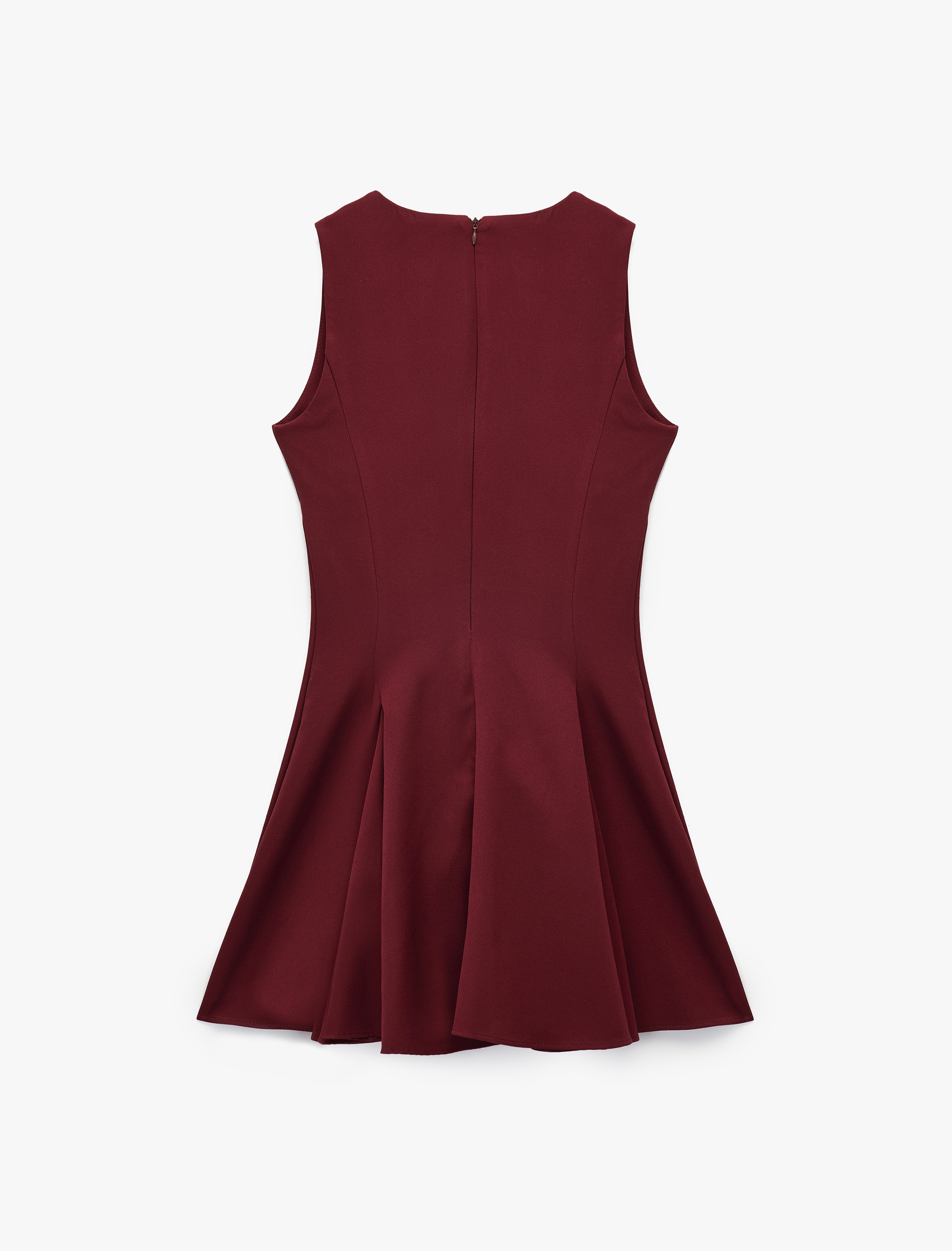   Bağcıklı Fiyonklu Yaka Kolsuz A Kesim Mini Elbise