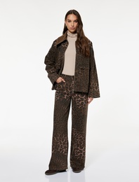 Leopar Desenli Bol Kalıp Jean Pantolon - Loose Straight Fit Jean