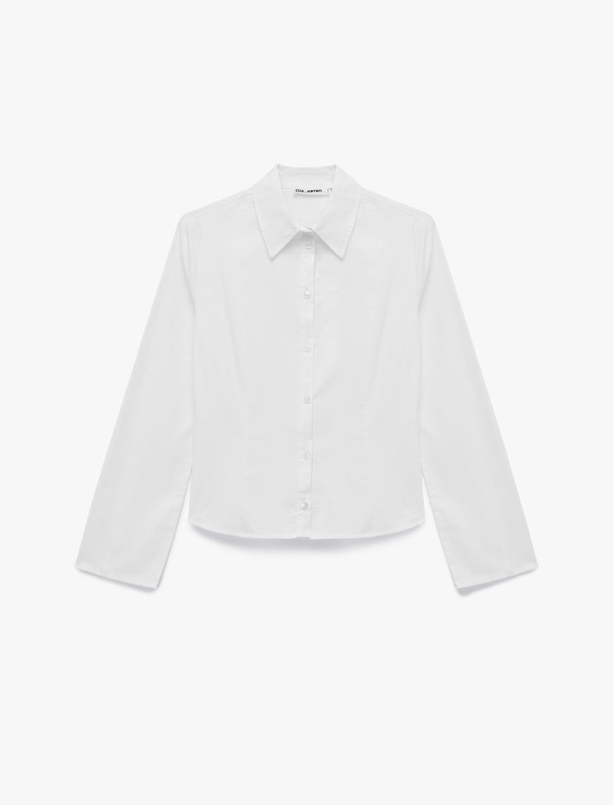   Pamuklu Uzun Kollu Slim Fit Düğmeli Klasik Yaka Gömlek