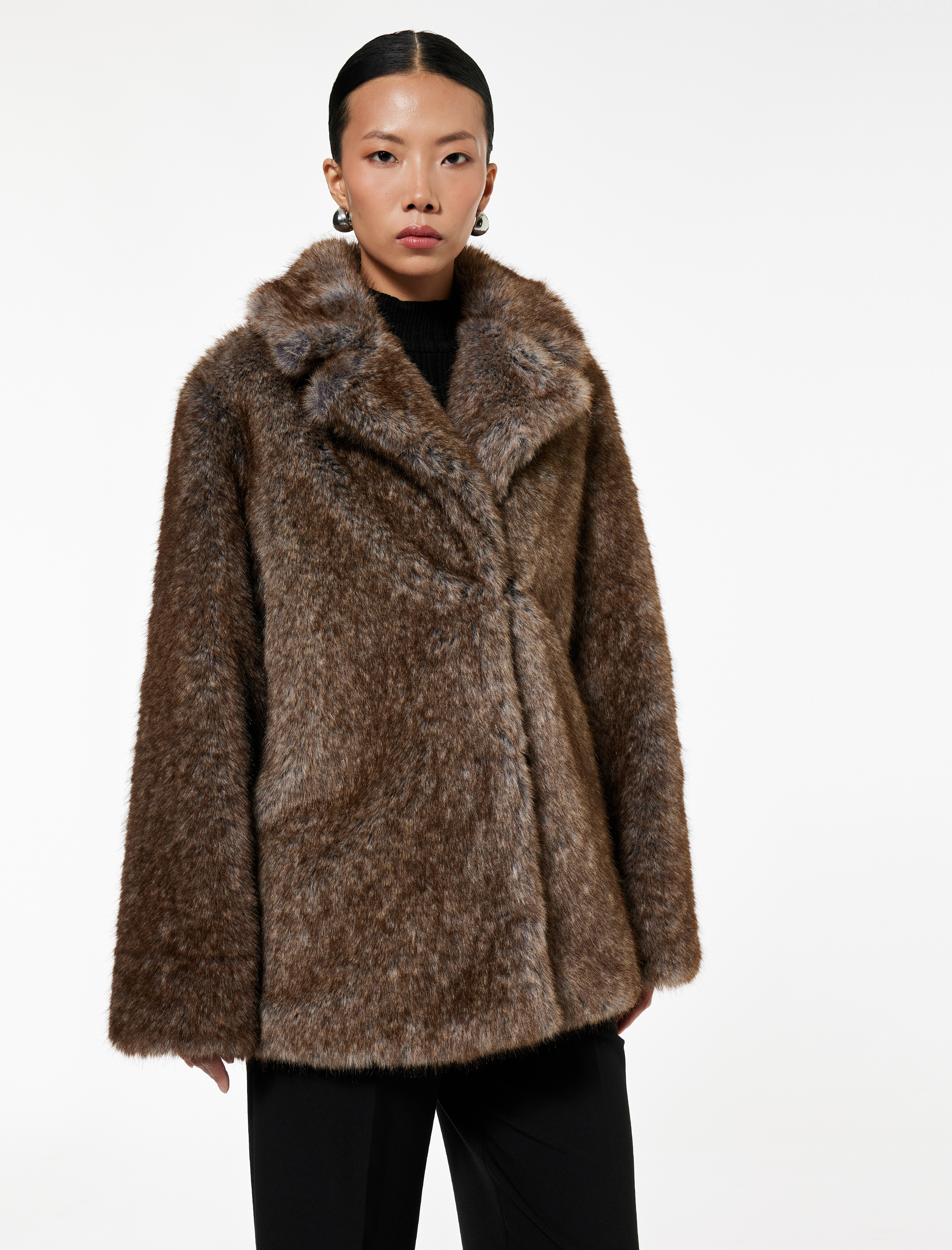   Koton X Melis Ağazat - Düğmeli Uzun Kollu Suni Kürk Kaban