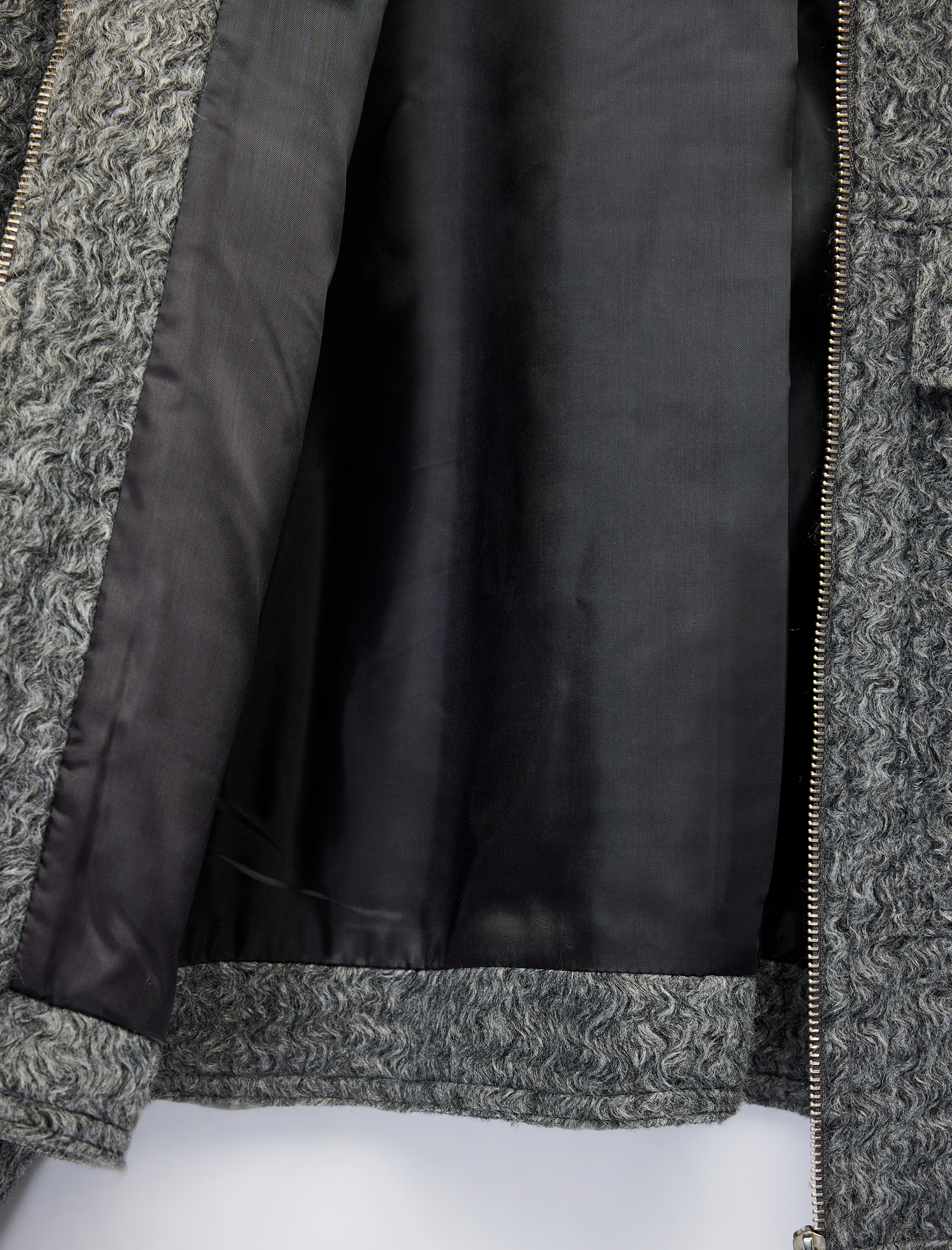   Uzun Kollu Fermuarlı Gömlek Yaka Bomber Mont