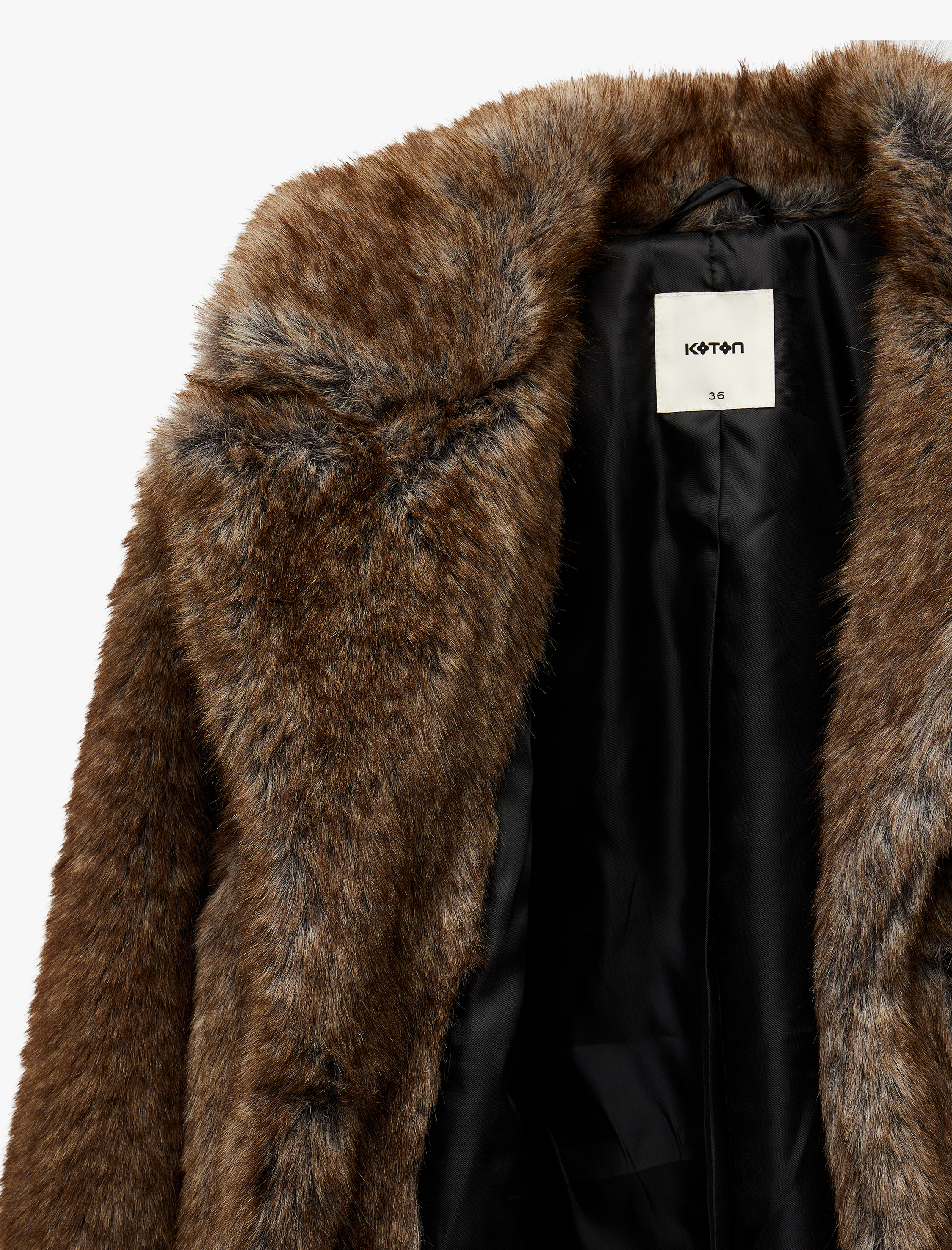   Koton X Melis Ağazat - Düğmeli Uzun Kollu Suni Kürk Kaban