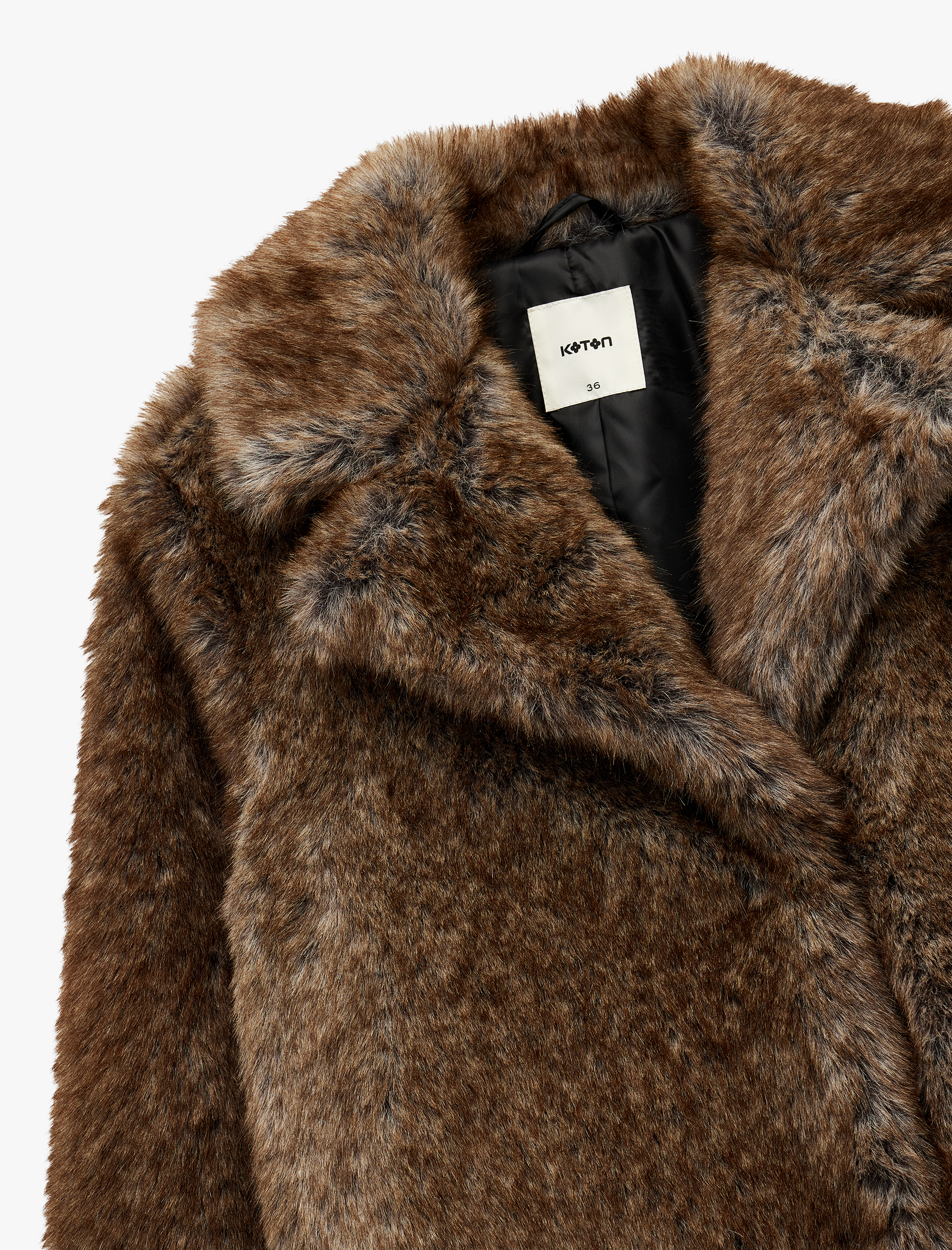   Koton X Melis Ağazat - Düğmeli Uzun Kollu Suni Kürk Kaban