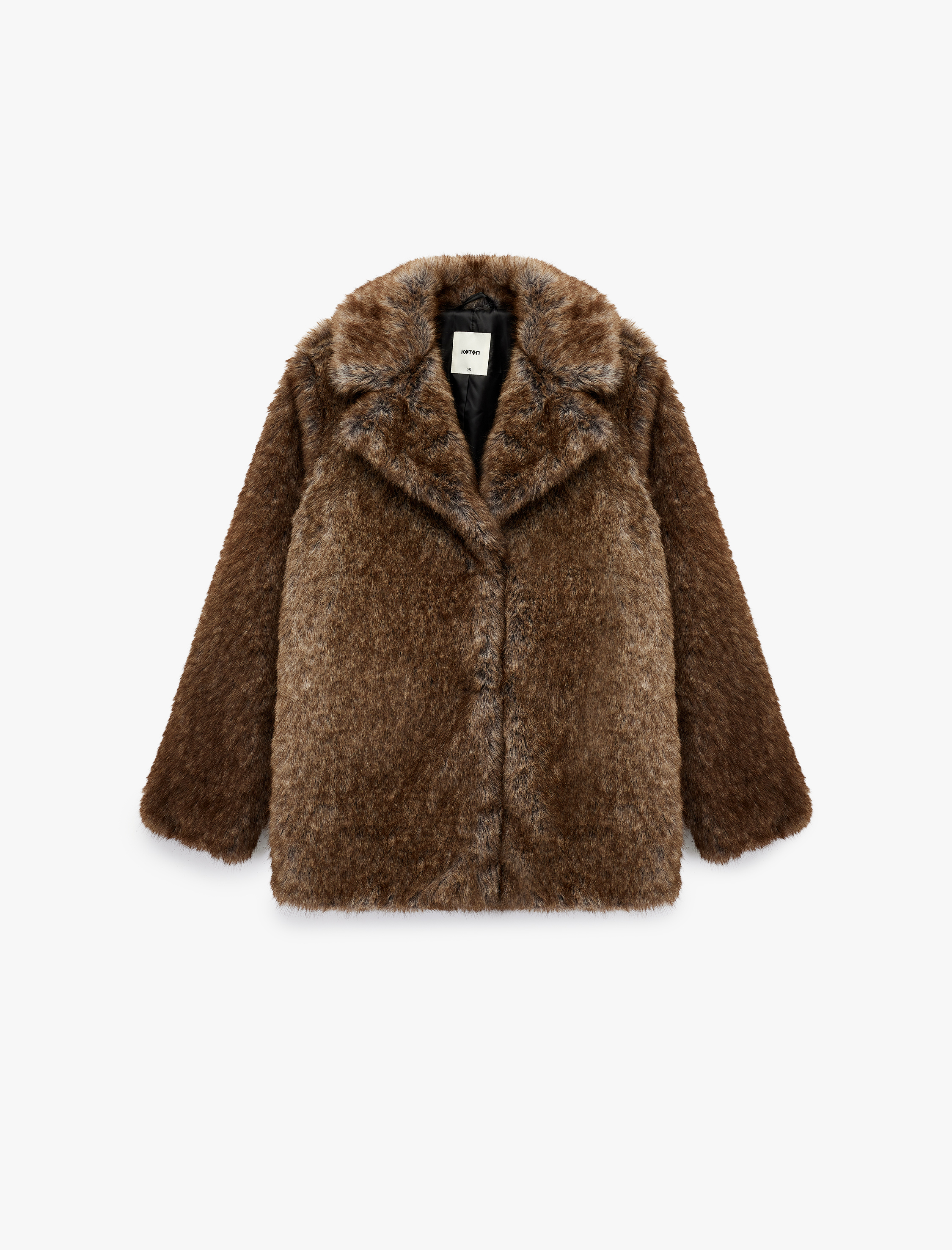   Koton X Melis Ağazat - Düğmeli Uzun Kollu Suni Kürk Kaban
