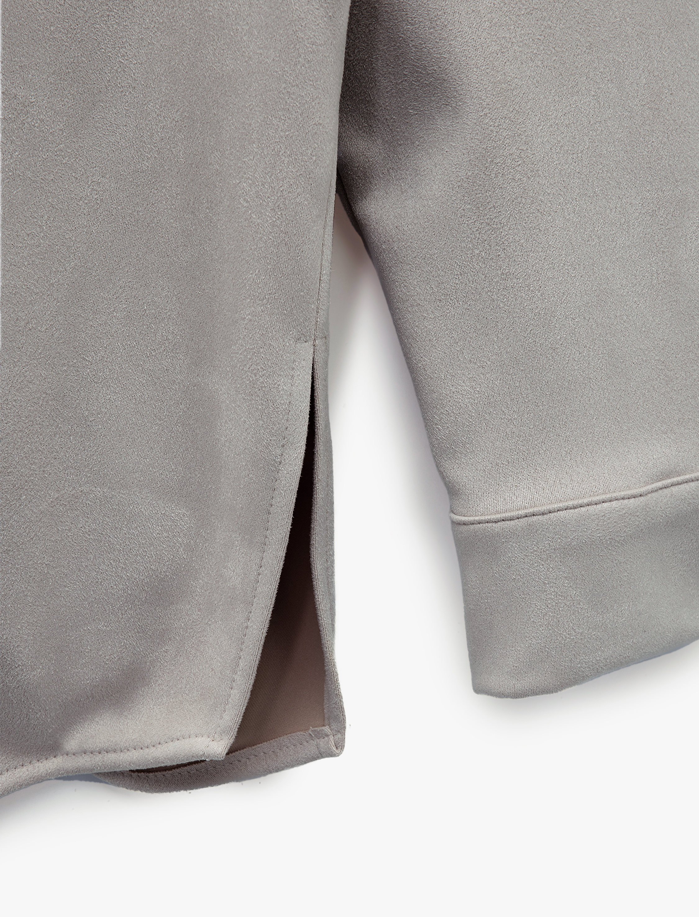 Uzun Kollu Klasik Yaka Çıtçıt Düğmeli Cepli Oversize Süet Görünümlü Ceket