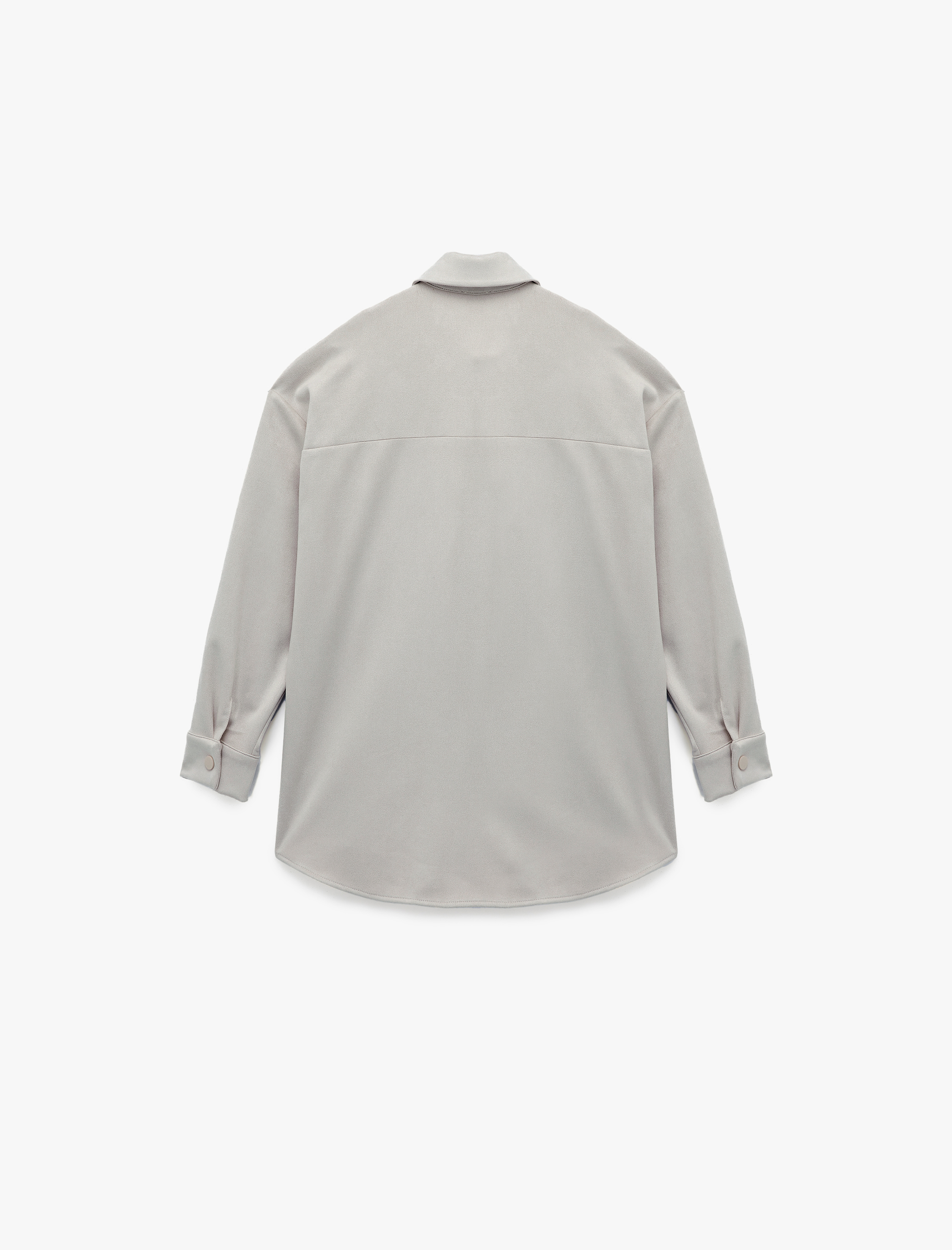 Uzun Kollu Klasik Yaka Çıtçıt Düğmeli Cepli Oversize Süet Görünümlü Ceket