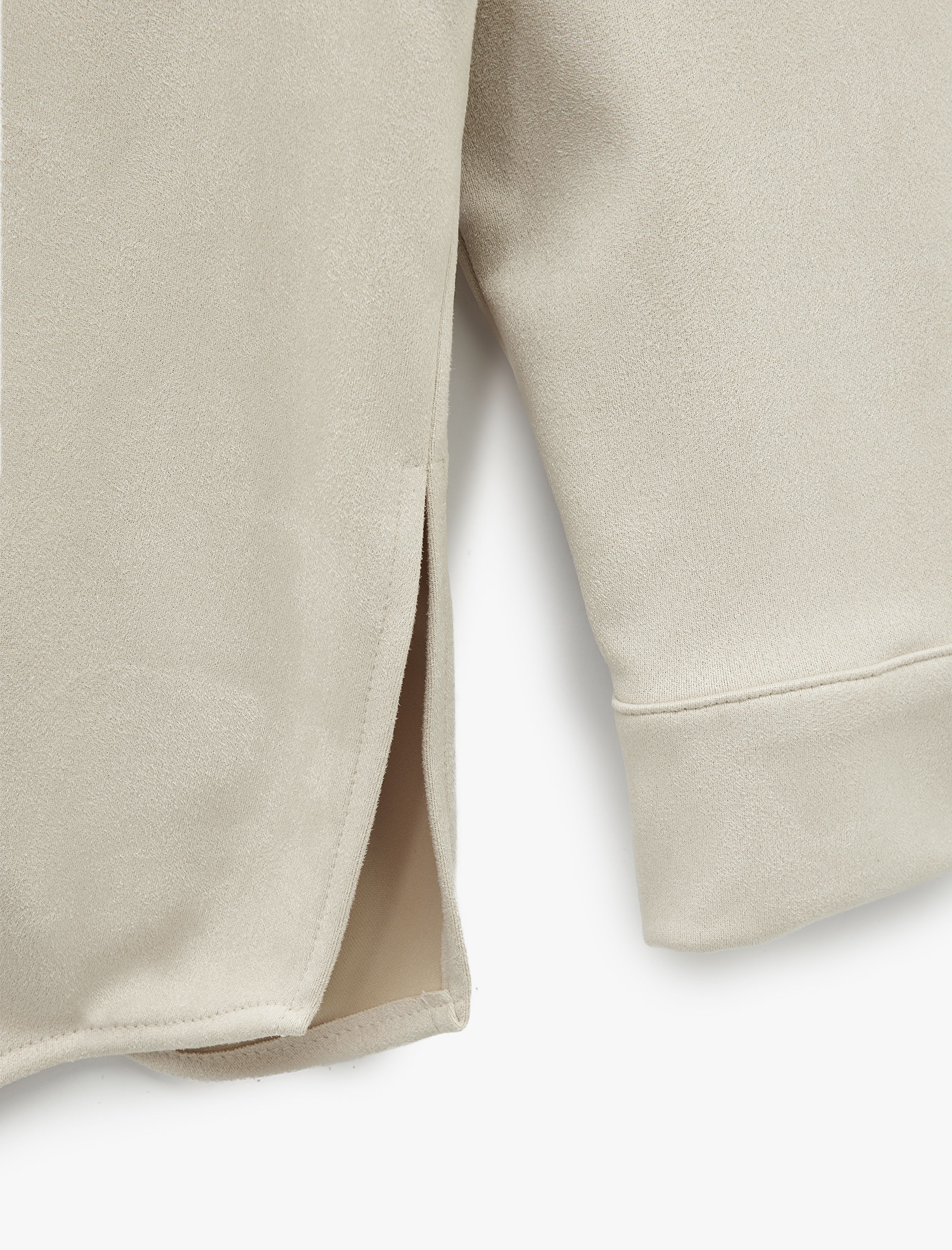   Uzun Kollu Klasik Yaka Çıtçıt Düğmeli Cepli Oversize Süet Görünümlü Ceket