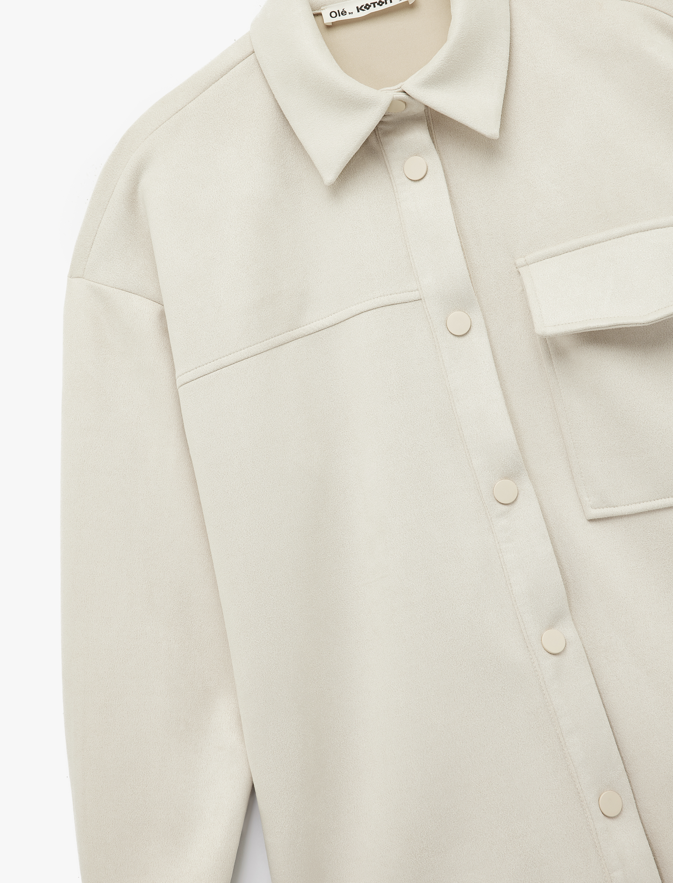   Uzun Kollu Klasik Yaka Çıtçıt Düğmeli Cepli Oversize Süet Görünümlü Ceket