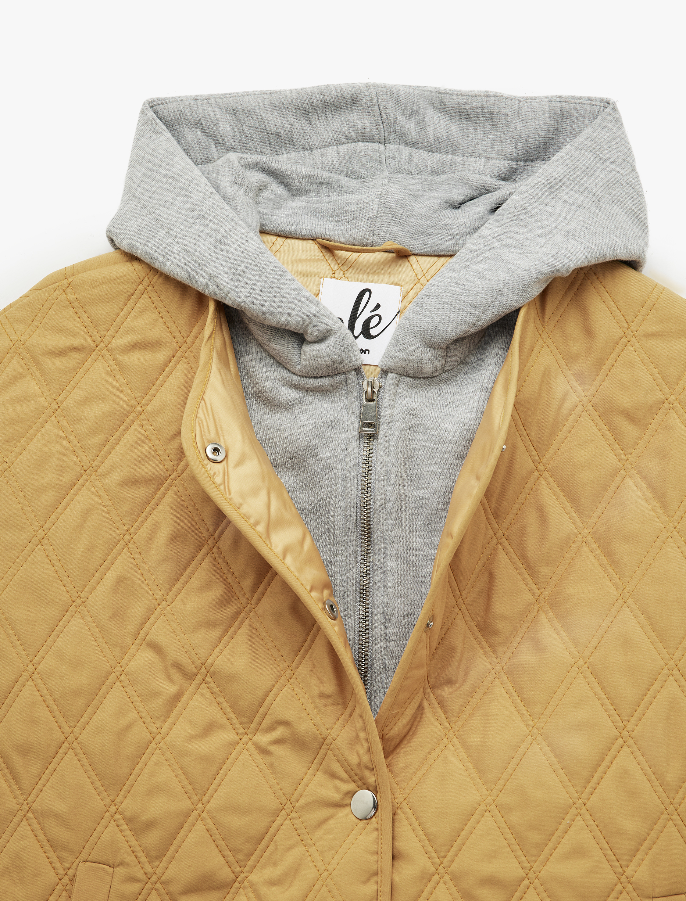   Kapüşonlu Çıtçıt Düğmeli Cepli Kapitone Oversize Ceket