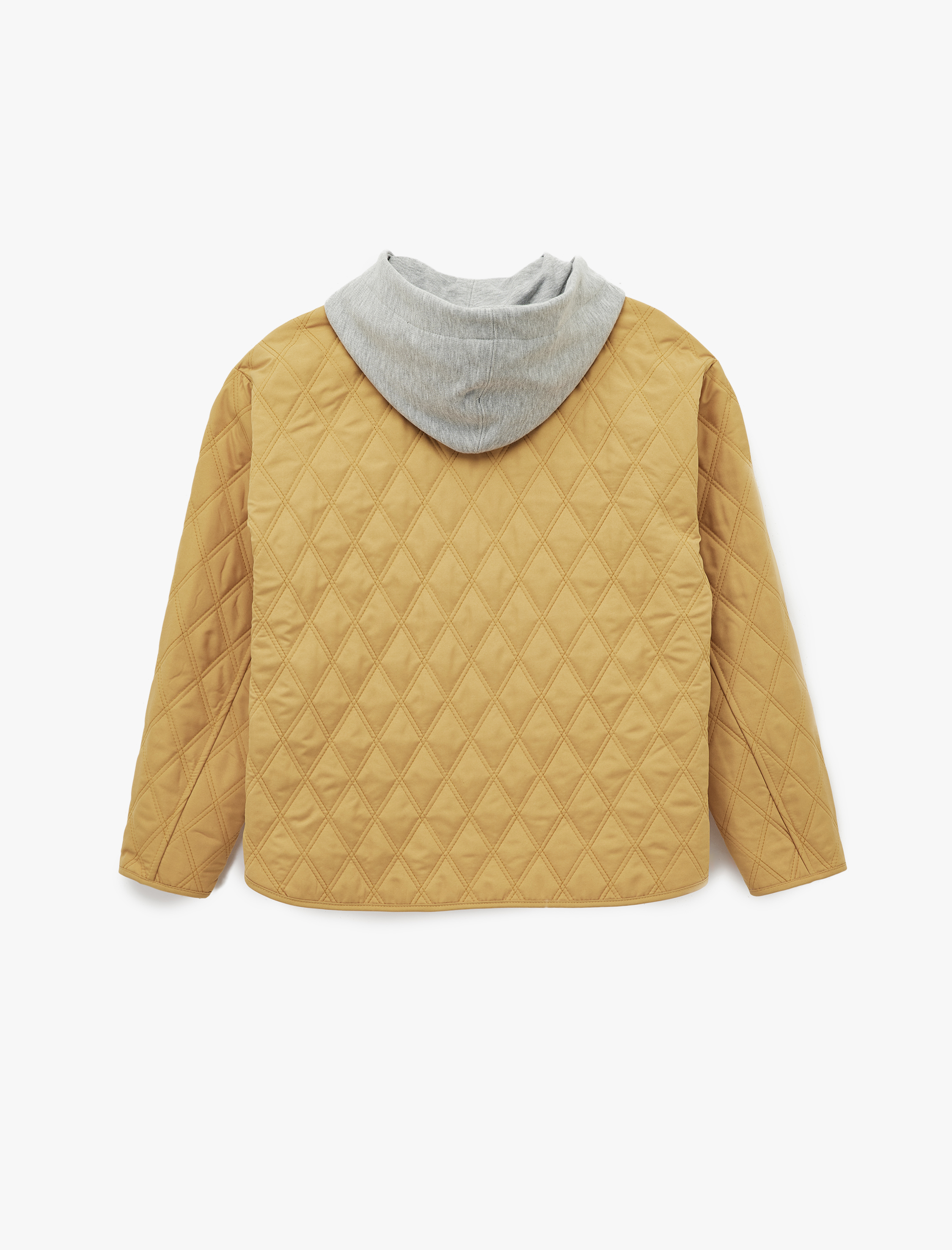   Kapüşonlu Çıtçıt Düğmeli Cepli Kapitone Oversize Ceket