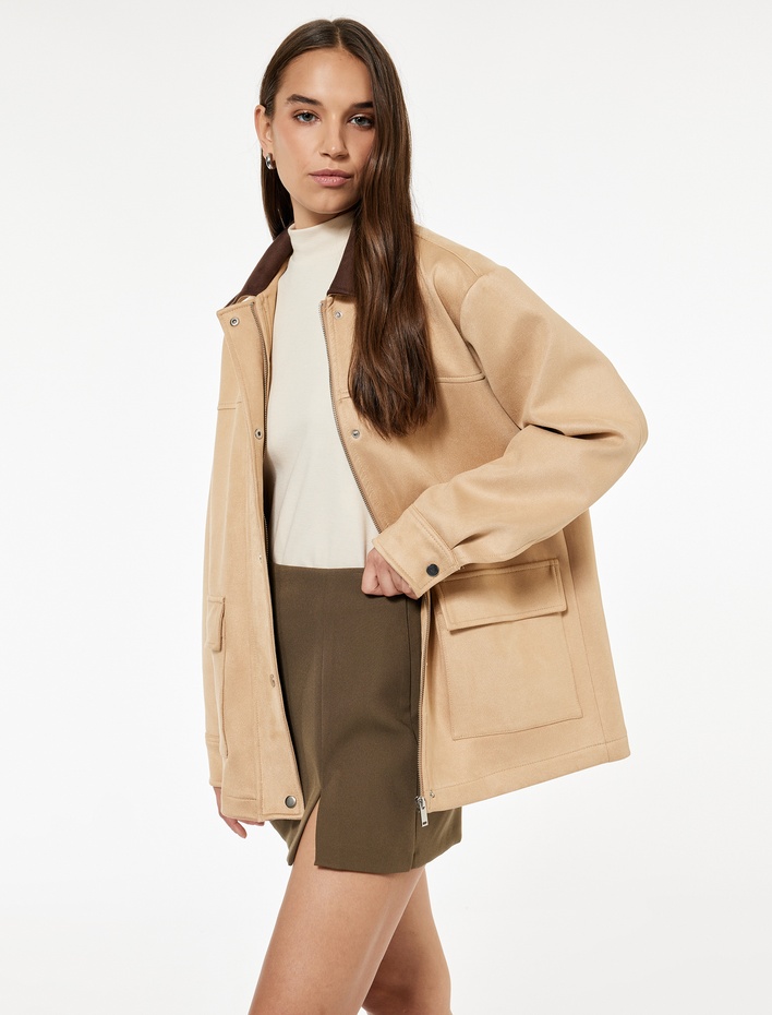  Yırtmaç Detaylı Mini Şort Etek