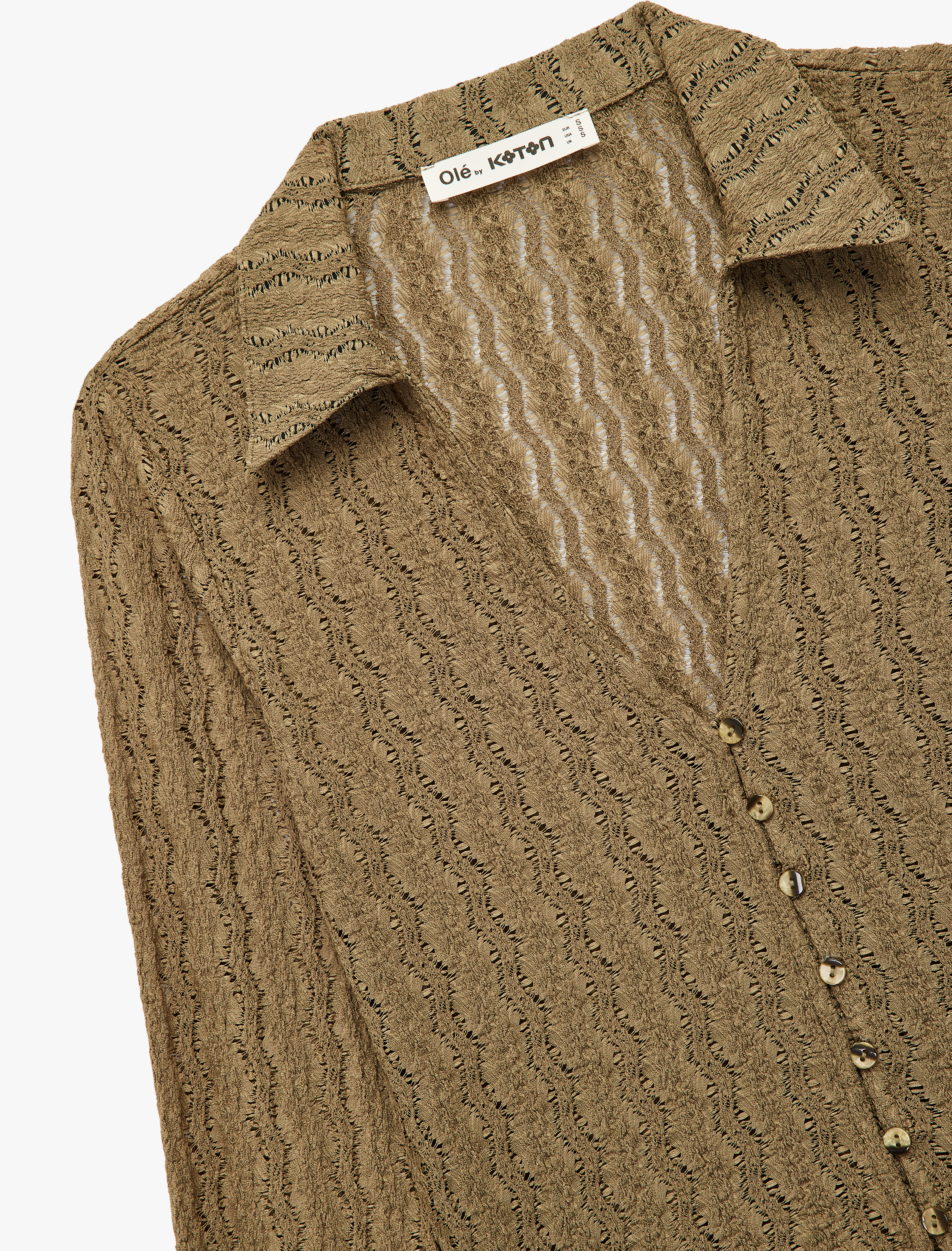   Ajurlu Düğmeli Uzun Kollu Polo Yaka Tişört