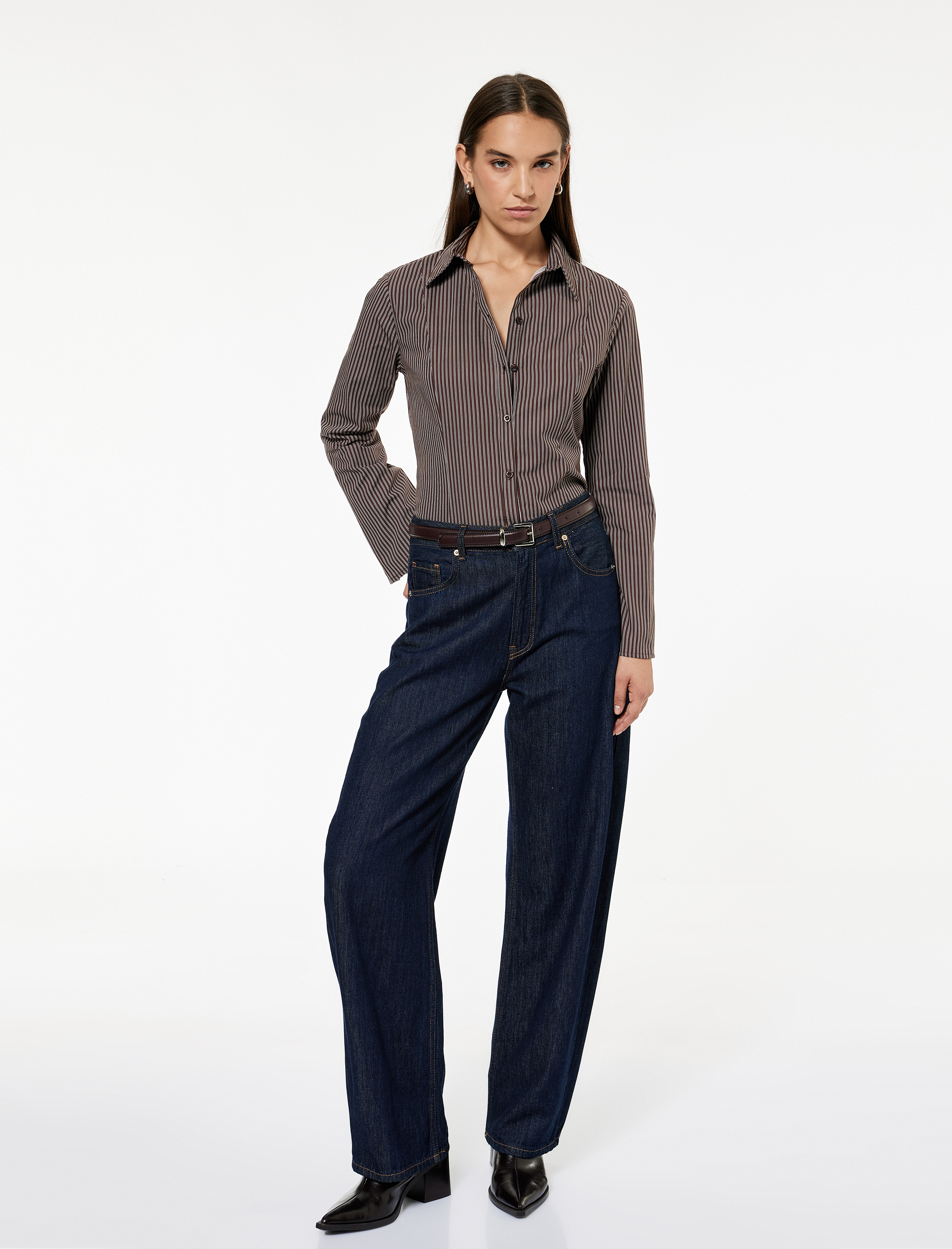   Uzun Kollu Klasik Yaka Düğmeli Pamuklu Slim Fit Gömlek