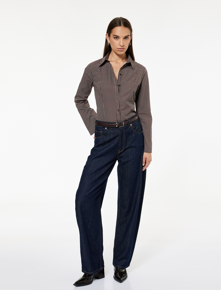  Uzun Kollu Klasik Yaka Düğmeli Pamuklu Slim Fit Gömlek