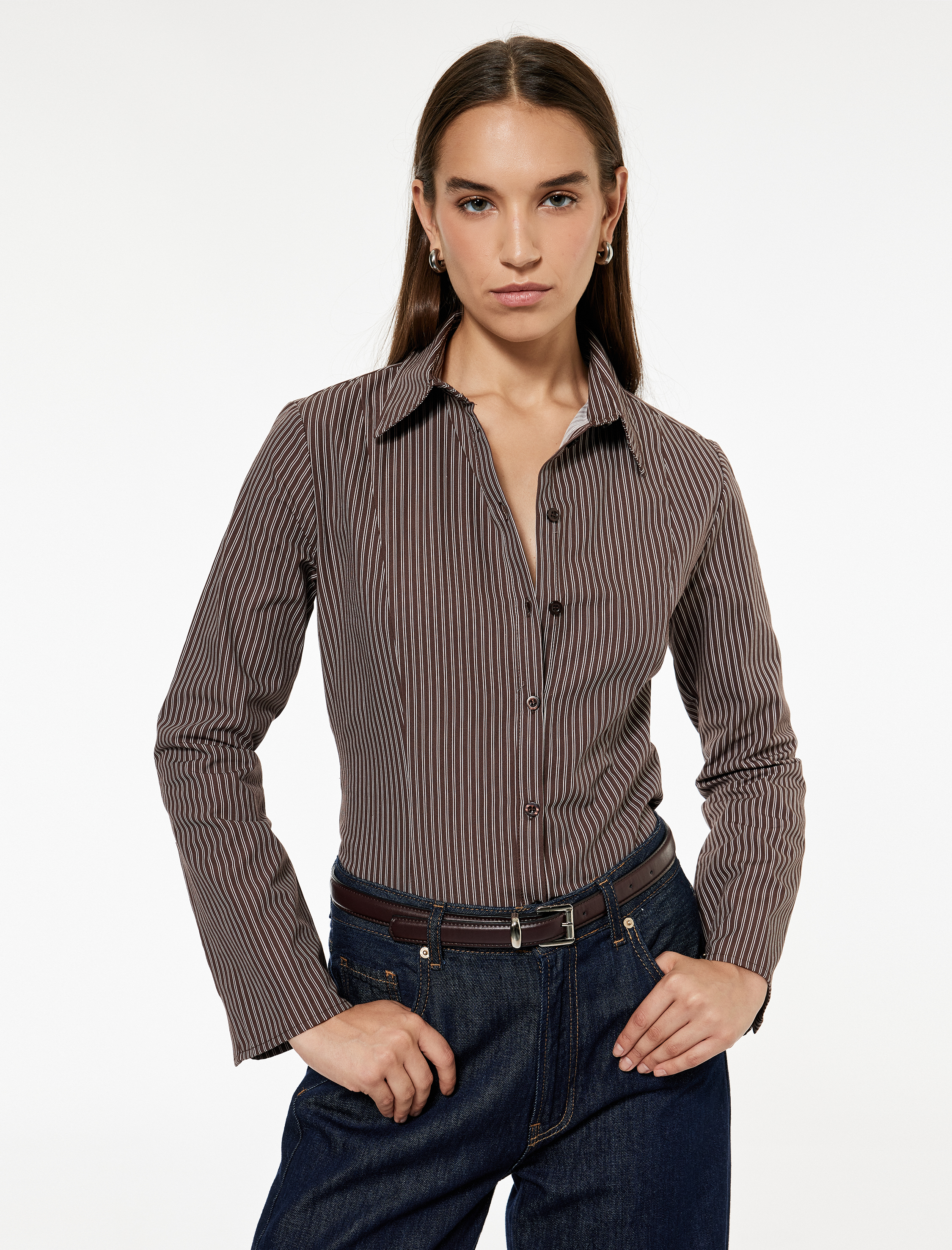   Uzun Kollu Klasik Yaka Düğmeli Pamuklu Slim Fit Gömlek