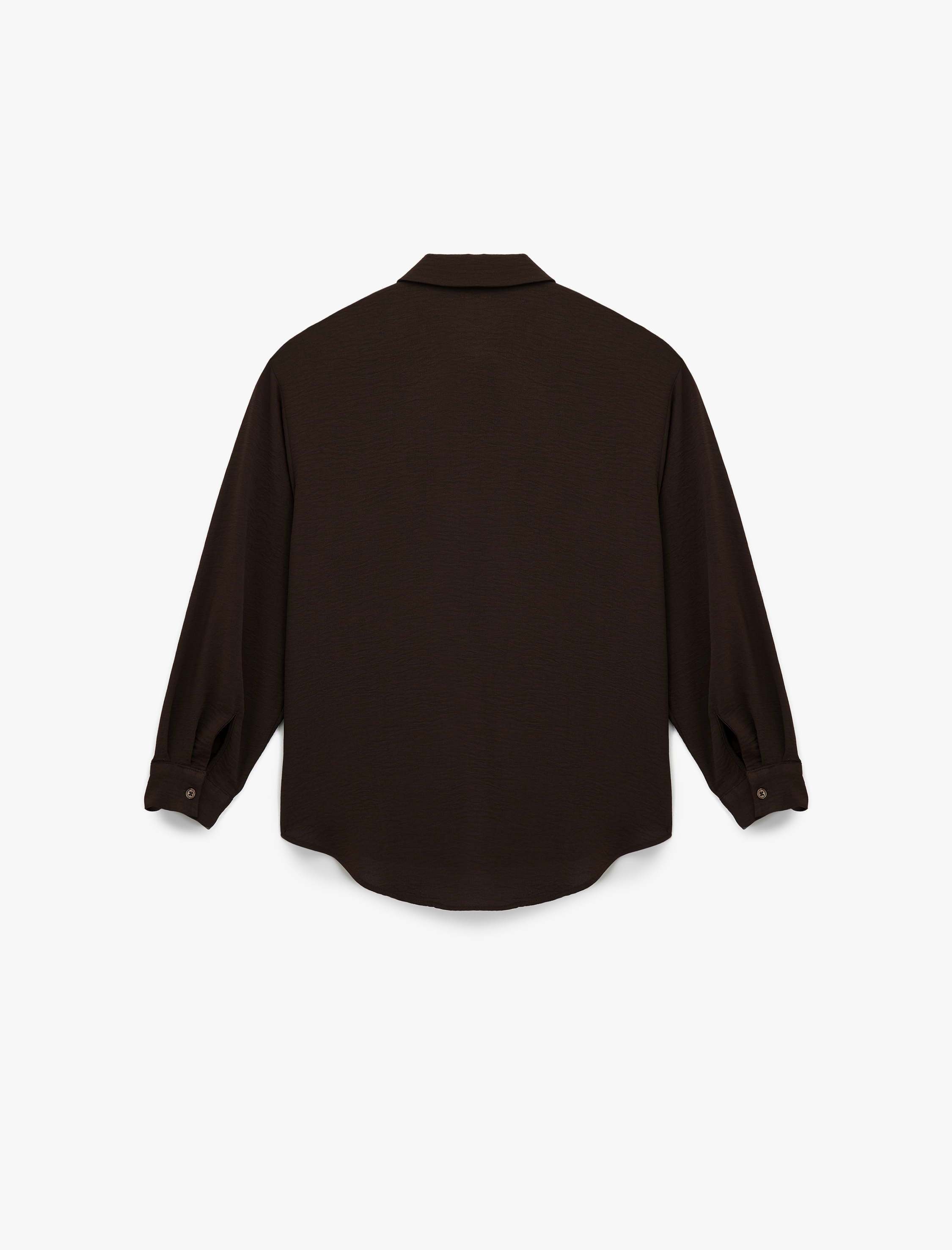   Aerobin Kumaş Uzun Kollu Klasik Yaka Düğmeli Oversize Gömlek