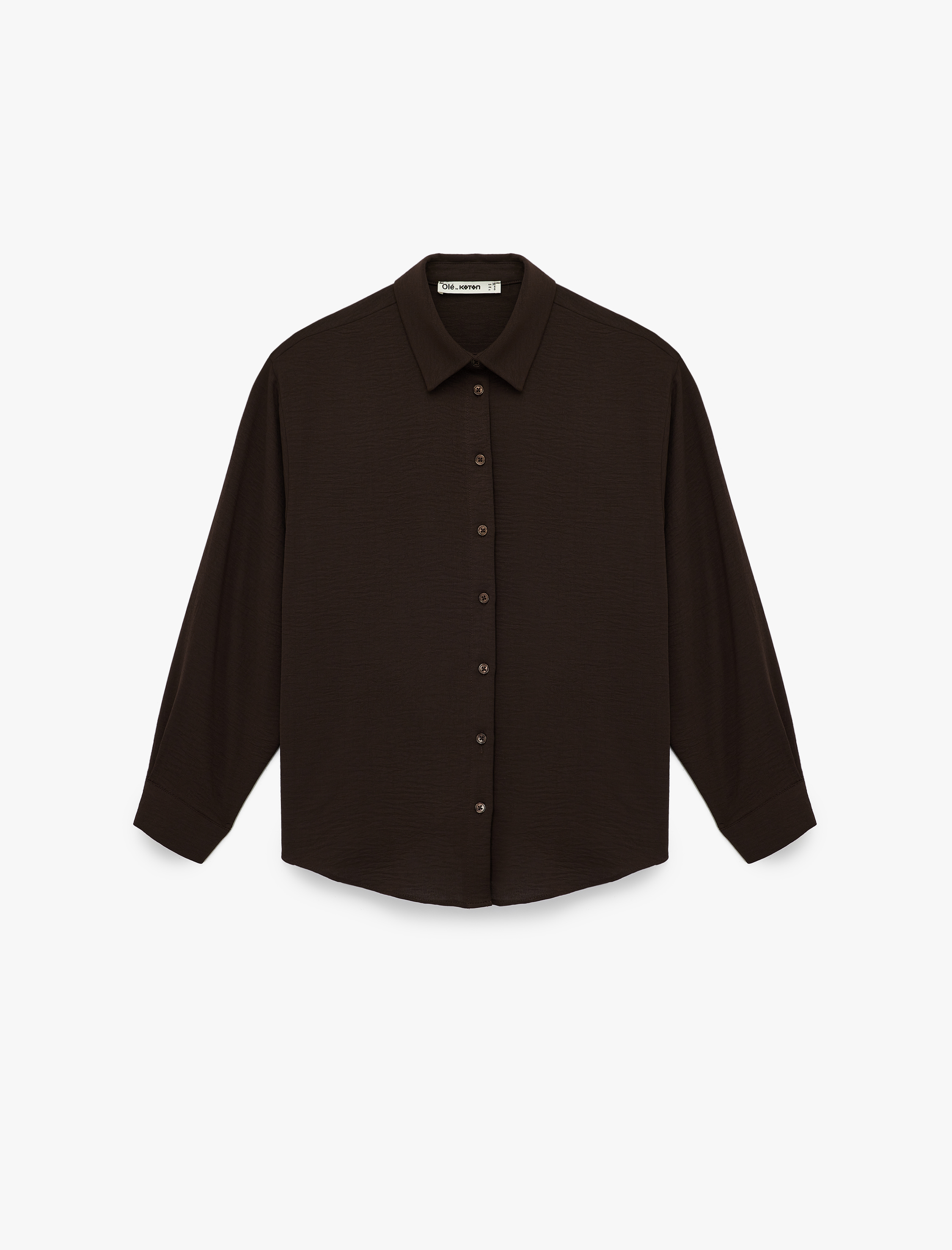   Aerobin Kumaş Uzun Kollu Klasik Yaka Düğmeli Oversize Gömlek