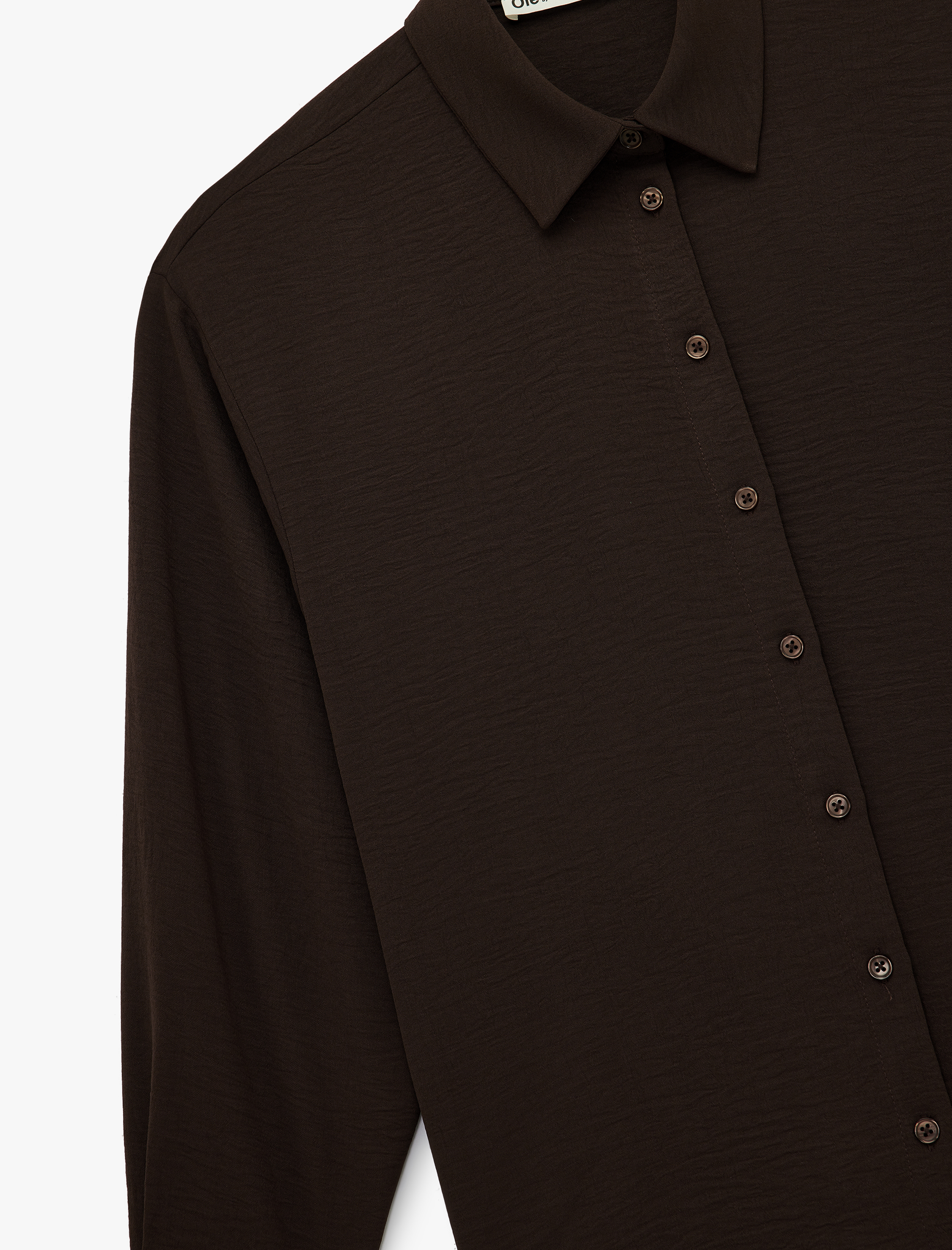   Aerobin Kumaş Uzun Kollu Klasik Yaka Düğmeli Oversize Gömlek