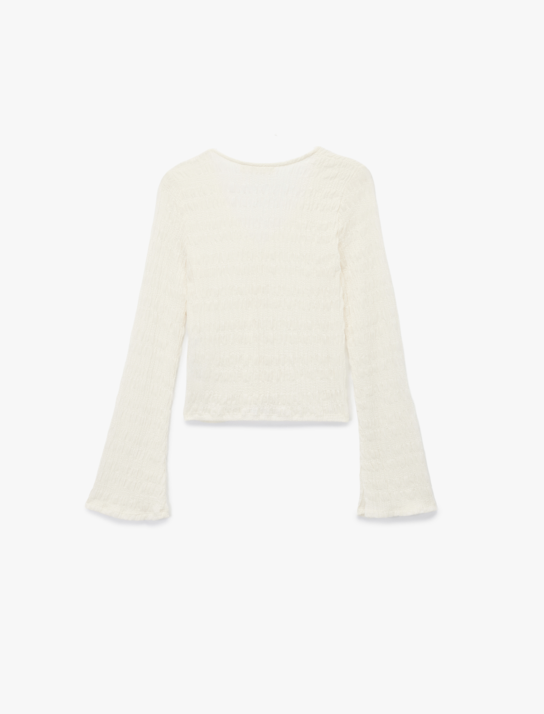   Uzun İspanyol Kollu V Yaka Düğmeli Bürümcük Hırka