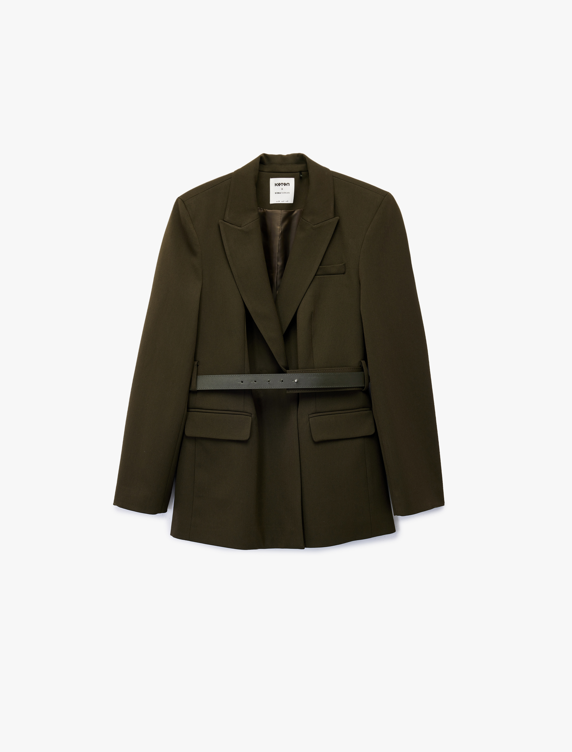   Koton X Sima Tarkan - Uzun Kollu Cepli Kruvaze Kemerli Oversize Blazer Ceket