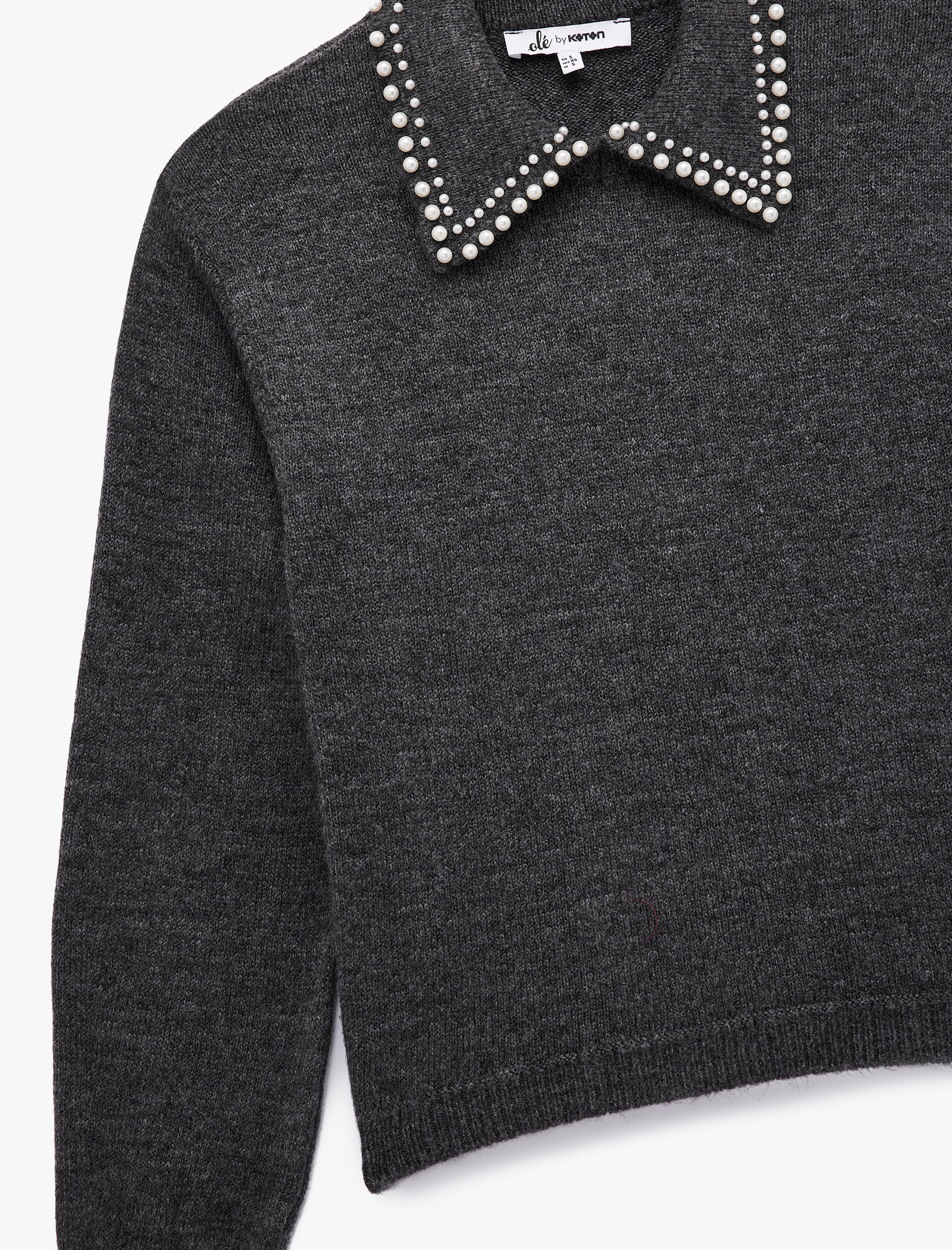   İnci Detaylı Bebe Yaka Uzun Kollu Triko Kazak