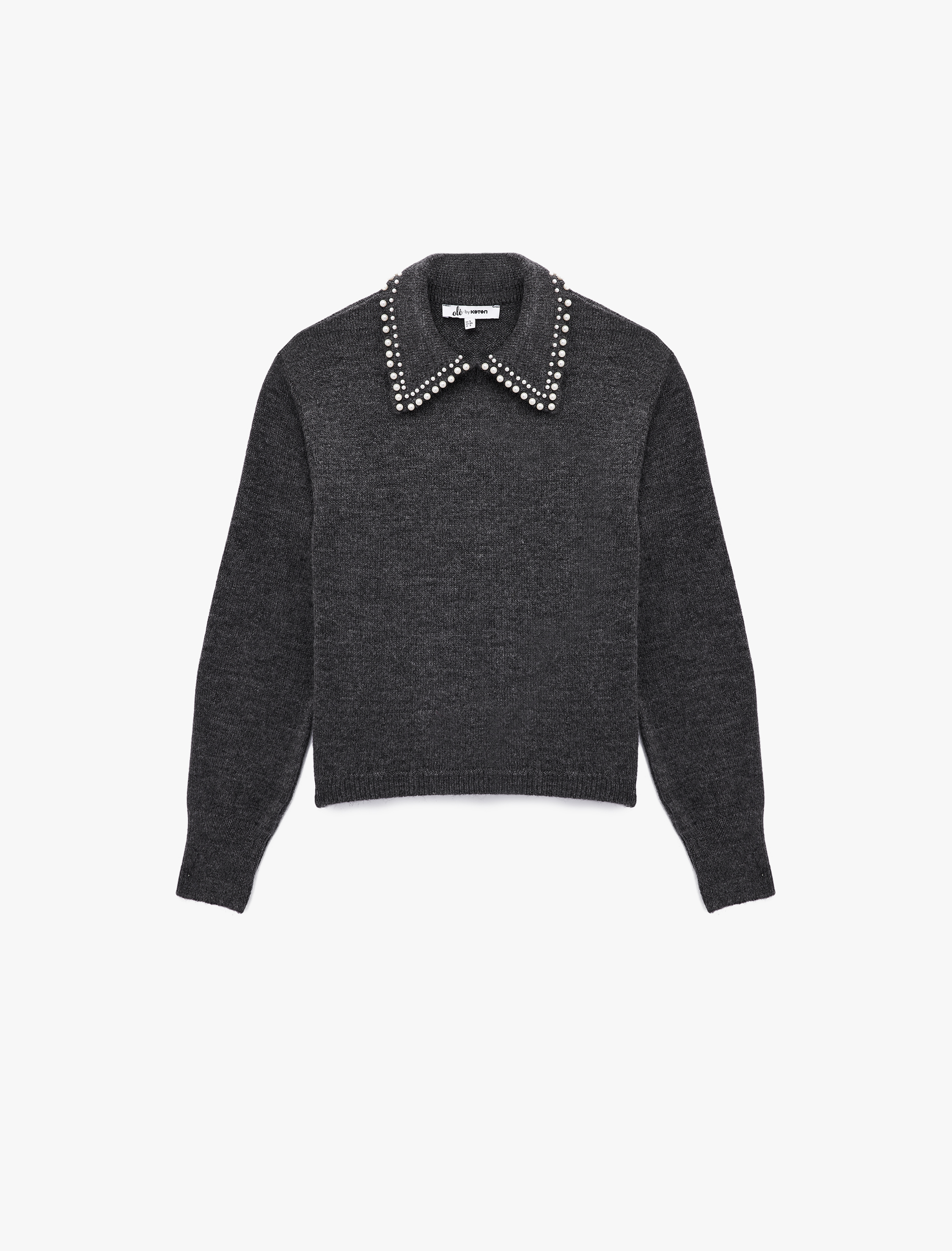   İnci Detaylı Bebe Yaka Uzun Kollu Triko Kazak