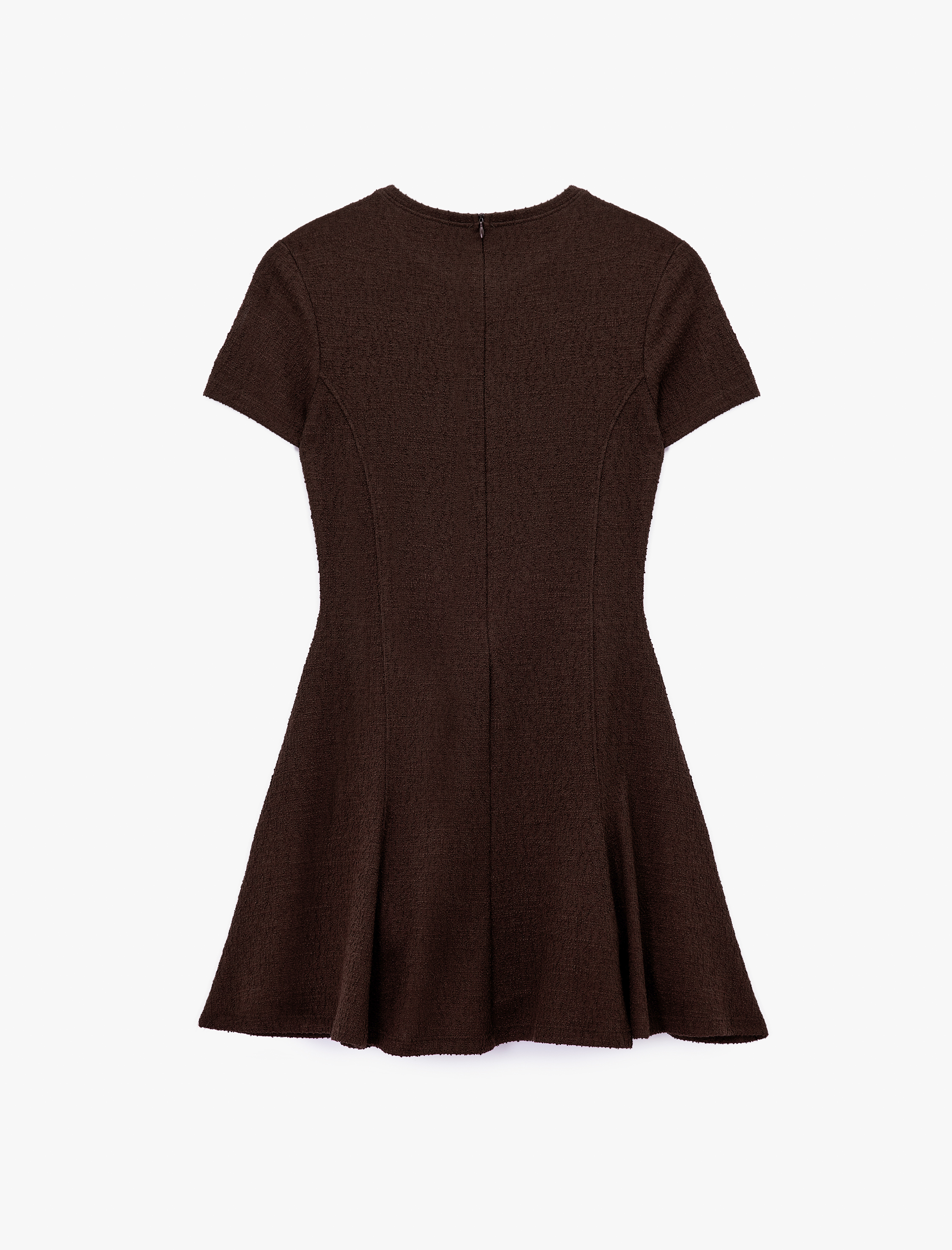   Viskon Karışımlı Kısa Kollu Bisiklet Yaka Mini Elbise