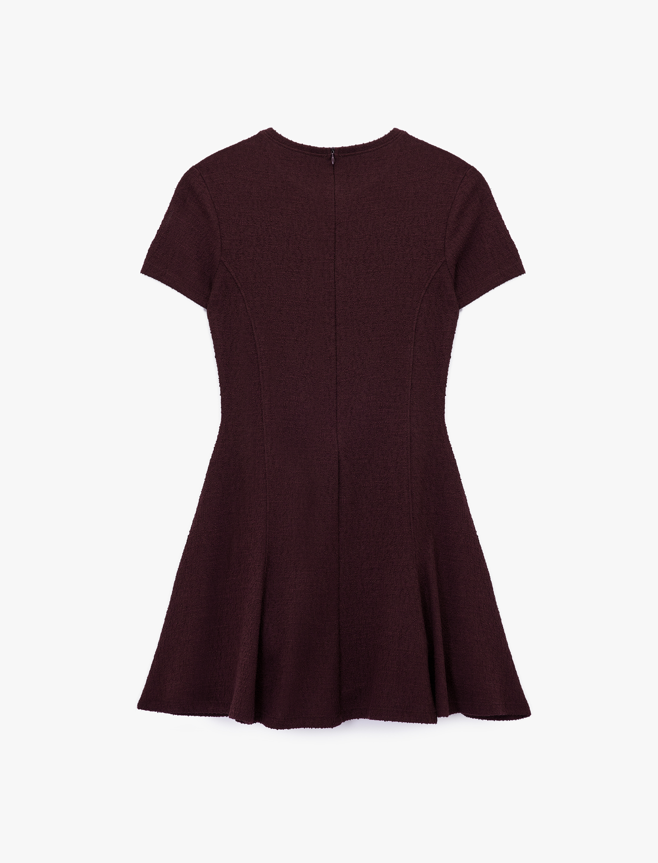   Viskon Karışımlı Kısa Kollu Bisiklet Yaka Mini Elbise