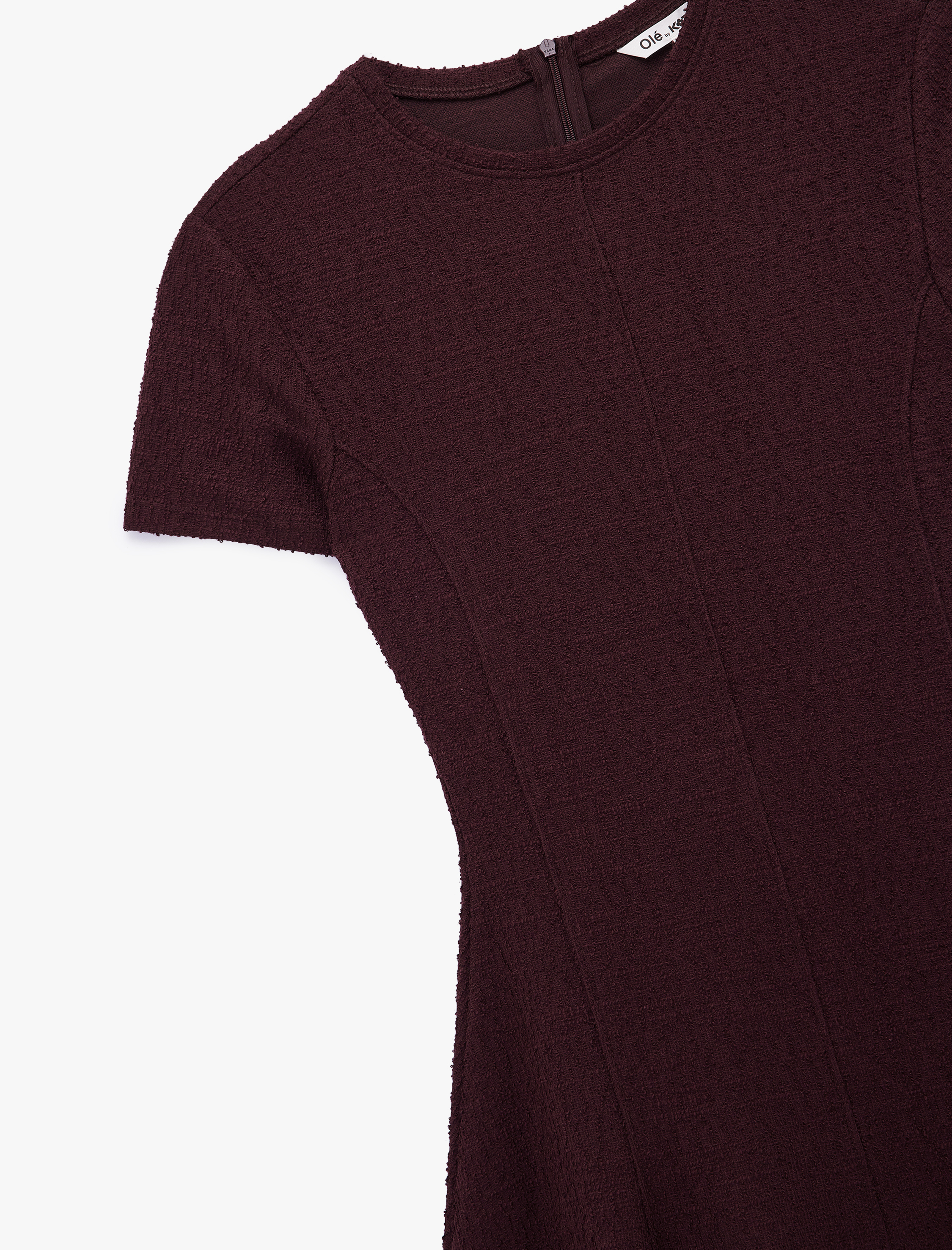   Viskon Karışımlı Kısa Kollu Bisiklet Yaka Mini Elbise