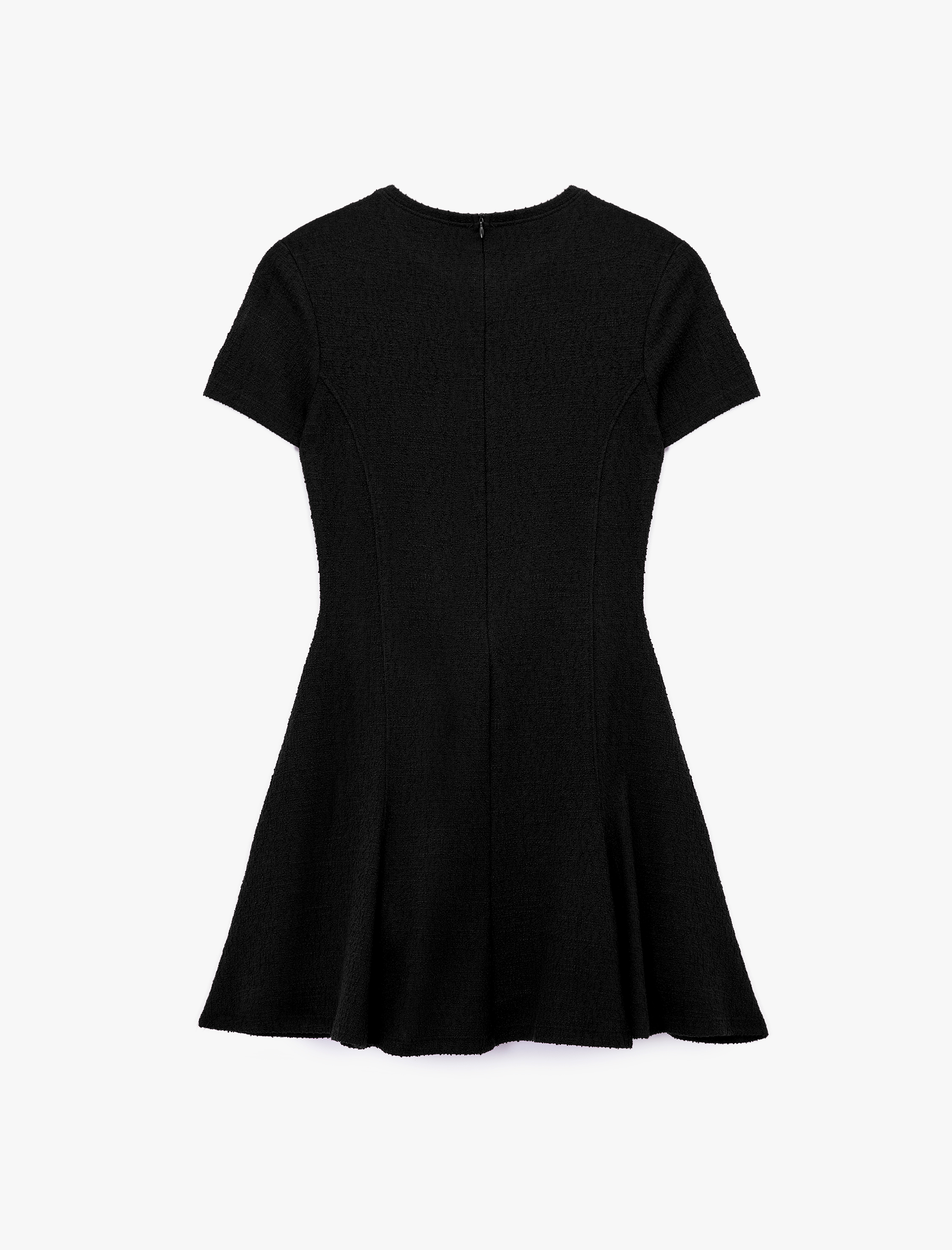   Viskon Karışımlı Kısa Kollu Bisiklet Yaka Mini Elbise